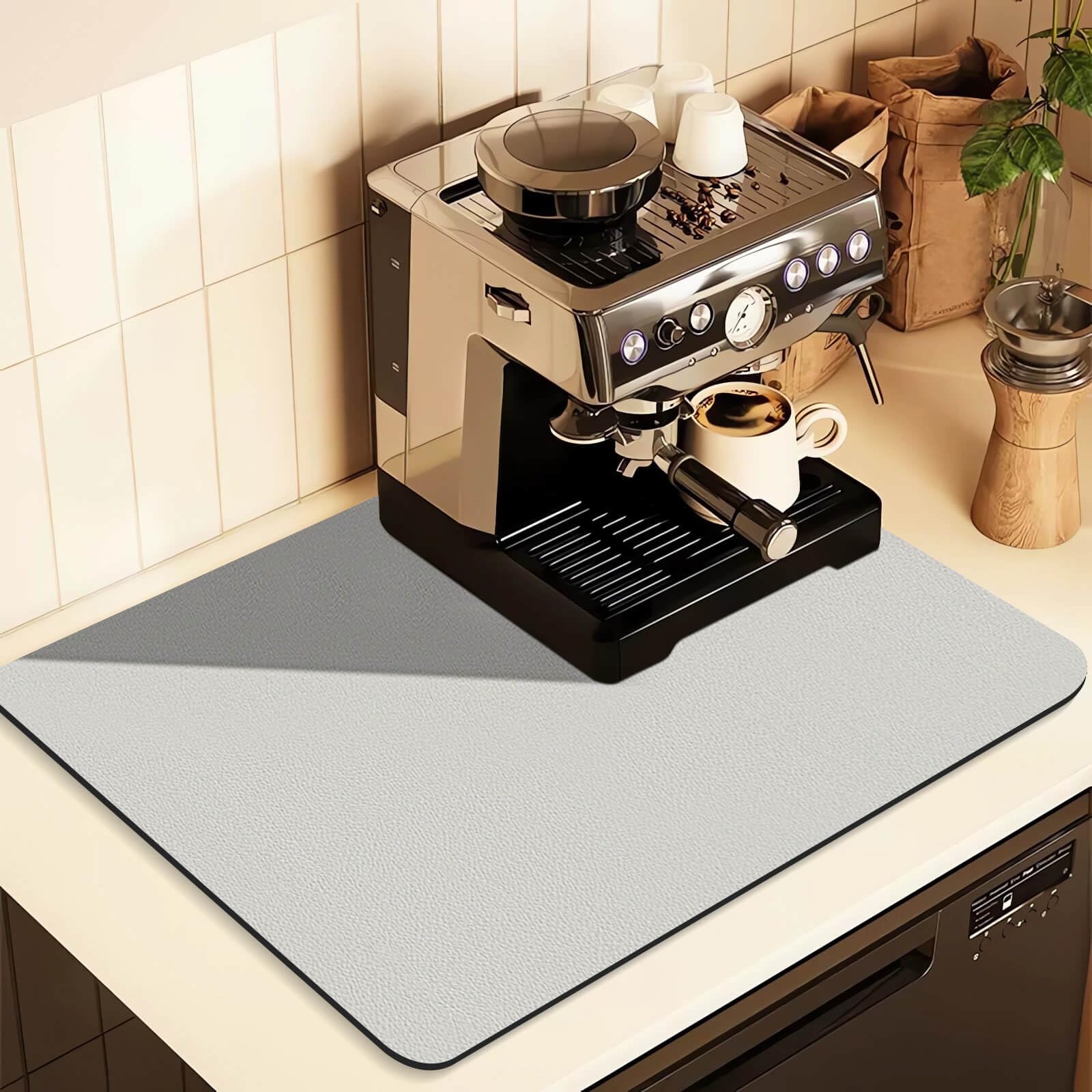 Kitchen Counter Mat for Coffee Maker – Absorbent & Quick-Dry Bar Pad with Non-Slip Backing, Protective Surface for Espresso Machine, Dish Drying Mat (Grey,50*80cm) - Image 1