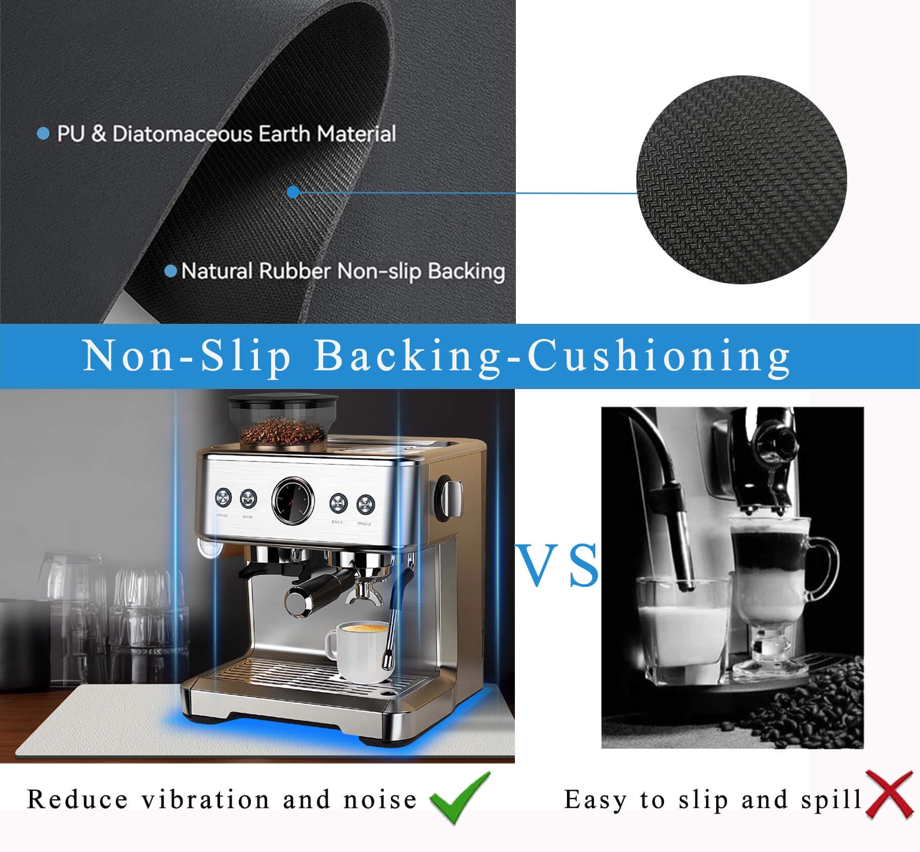 Kitchen Counter Mat for Coffee Maker – Absorbent & Quick-Dry Bar Pad with Non-Slip Backing, Protective Surface for Espresso Machine, Dish Drying Mat (Grey,50*80cm) - Image 6