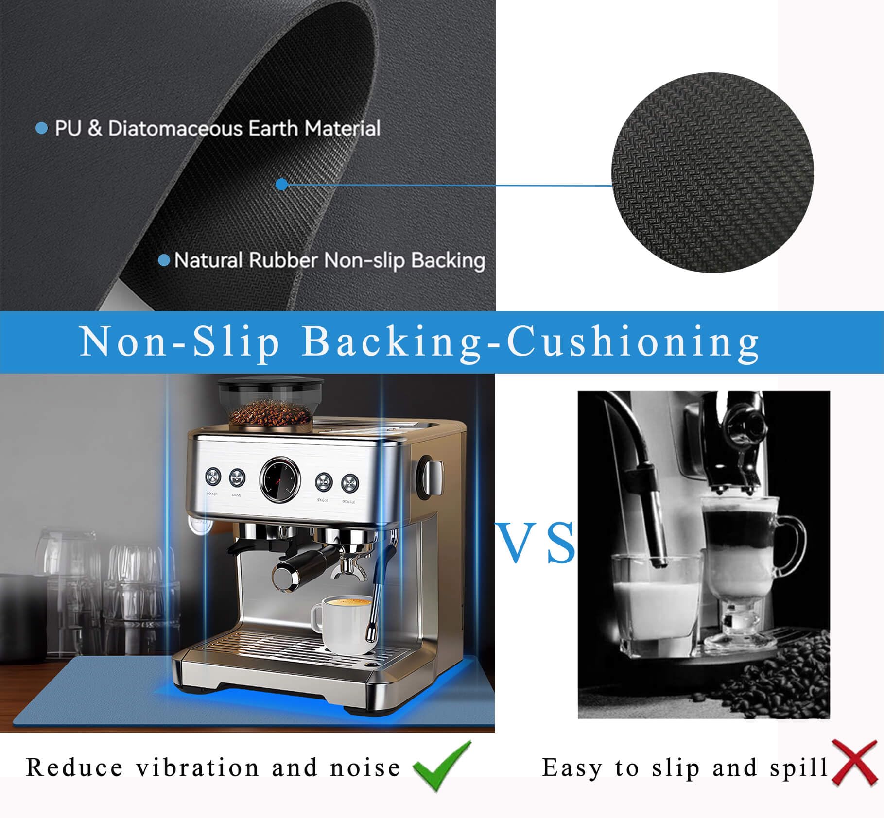 Kitchen Counter Mat for Coffee Maker – Absorbent & Quick-Dry Bar Pad with Non-Slip Backing, Protective Surface for Espresso Machine, Dish Drying Mat (Blue,30*40cm) - Image 6