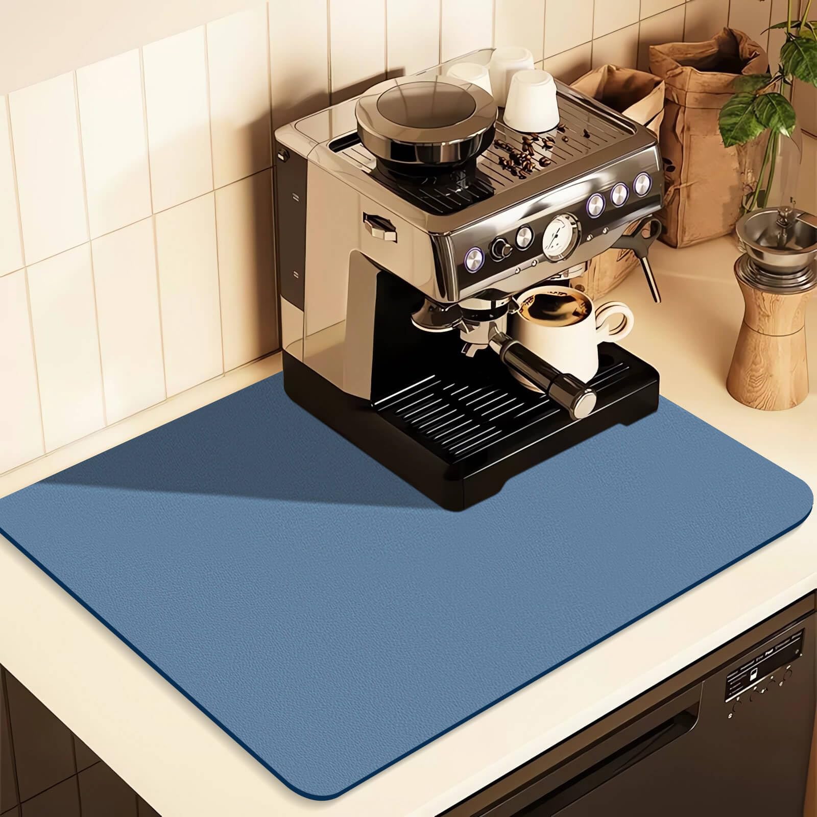 Kitchen Counter Mat for Coffee Maker – Absorbent & Quick-Dry Bar Pad with Non-Slip Backing, Protective Surface for Espresso Machine, Dish Drying Mat (Blue,40*60cm) - Image 1