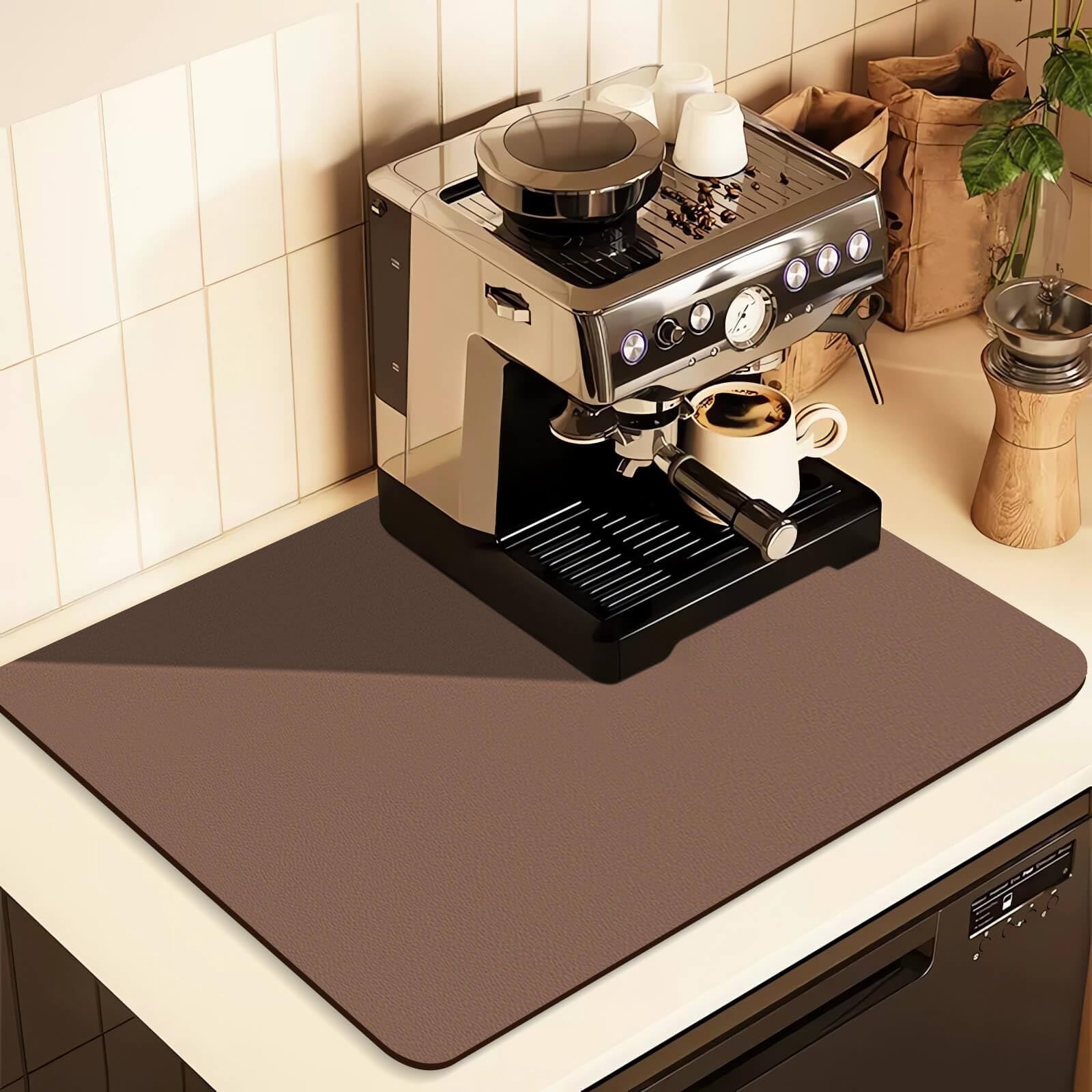 Kitchen Counter Mat for Coffee Maker – Absorbent & Quick-Dry Bar Pad with Non-Slip Backing, Protective Surface for Espresso Machine, Dish Drying Mat (Brown,40*50cm) - Image 1