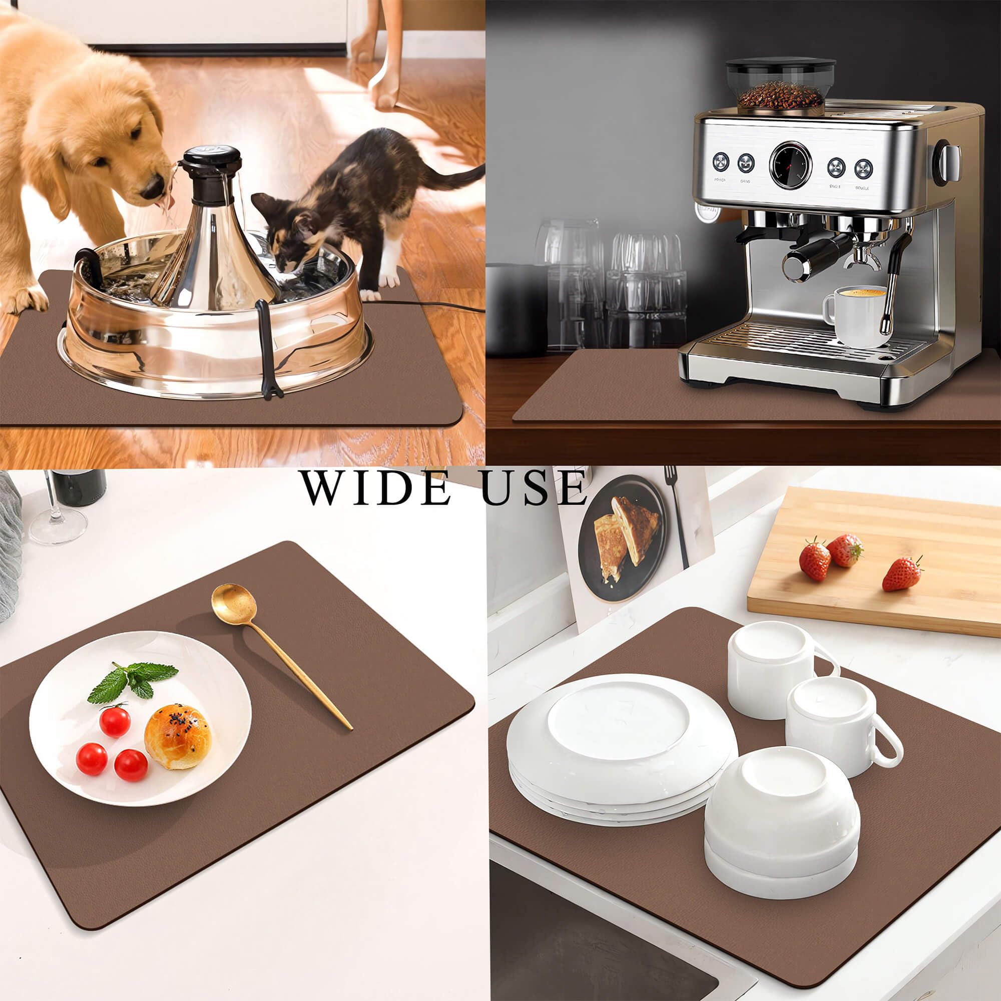 Kitchen Counter Mat for Coffee Maker – Absorbent & Quick-Dry Bar Pad with Non-Slip Backing, Protective Surface for Espresso Machine, Dish Drying Mat (Brown,40*50cm) - Image 2