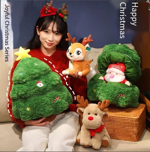 Christmas 4-in-1 Plush Set (Tree + Santa + Reindeer): Perfect Birthday/Christmas/Party Gift for Boys, Girls & Adults - Image 1