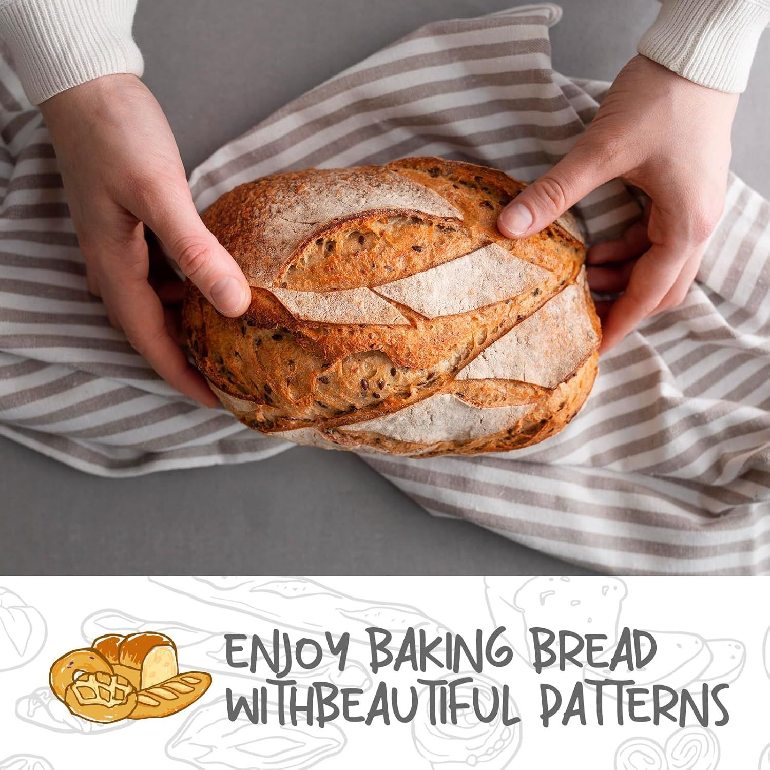 2 Pack Oval Sourdough Proofing Basket Set with Linen Liner, Natural Rattan Bread Fermentation Bowl for Artisan Baking, Splinter-Free Dough Rising Basket for Home Bakers (10 inch,Beige) - Image 7