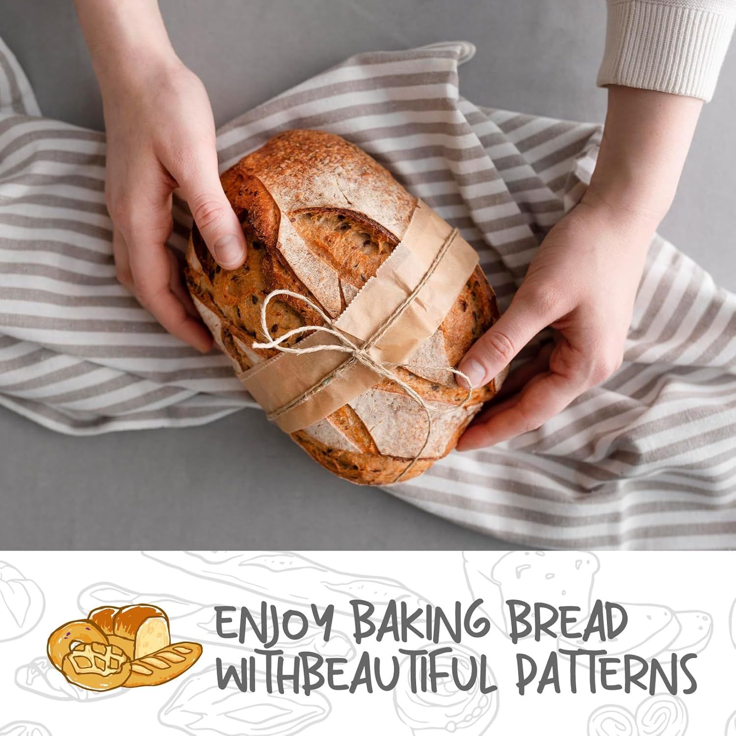 5 Pack Oval Sourdough Proofing Basket Set with Linen Liner, Natural Rattan Bread Fermentation Bowl for Artisan Baking, Splinter-Free Dough Rising Basket for Home Bakers (6.5inch,Beige) - Image 6