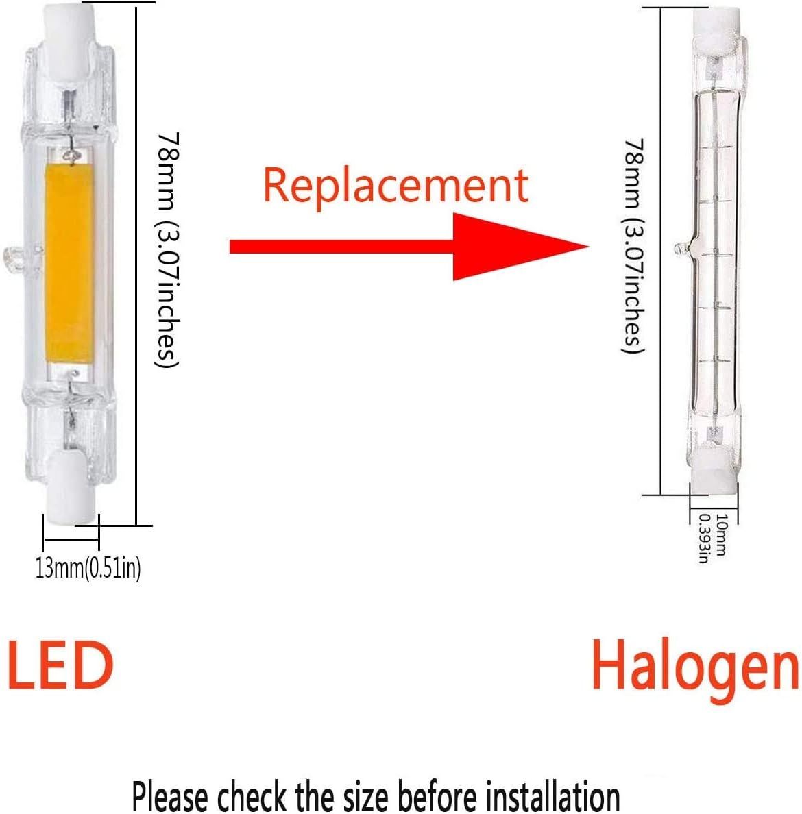 2PCS 10W R7S LED COB Bulb, Dimmable 78mm Double-Ended J-Type T3 Lamp, 100W Halogen Equivalent, 1000LM 6000K Daylight for Floodlight & Landscape Lighting (Yellow) - Image 2