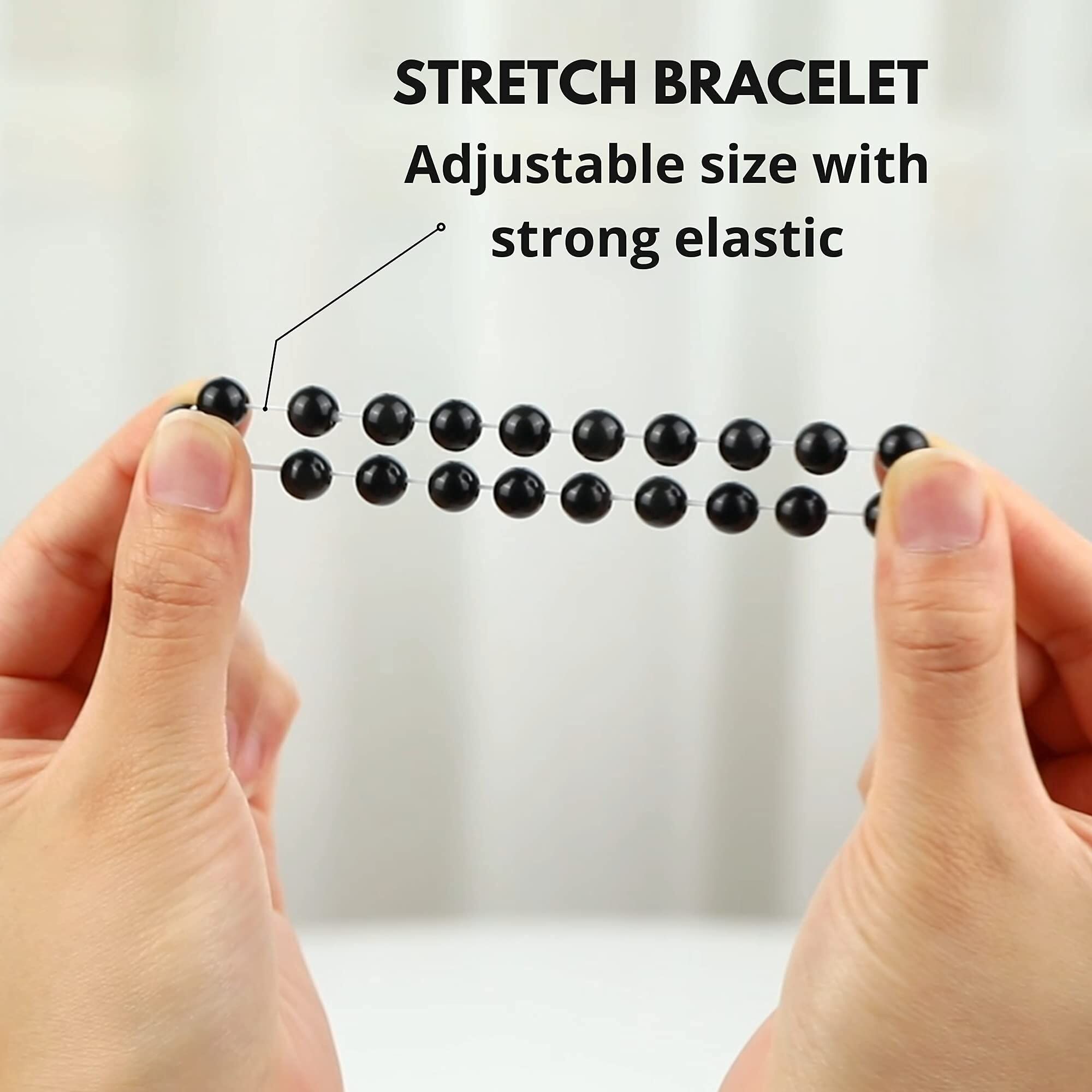 8mm Natural Black Obsidian Beaded Bracelet for Men and Women – Stretchable Healing Crystal Jewelry with Elastic Band, Protective Energy Stone Gift for Birthday, Valentine’s Day, Meditation (Black) - Image 4