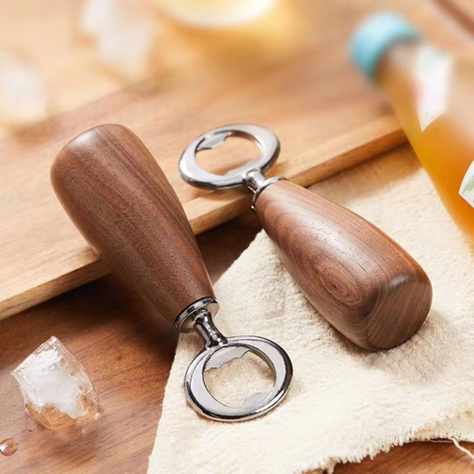 Handcrafted Wooden Bottle Opener – Walnut & Stainless Steel Beer Opener with Ergonomic Handle | Premium Bar Tool for Home, Kitchen & Gifts - Image 3