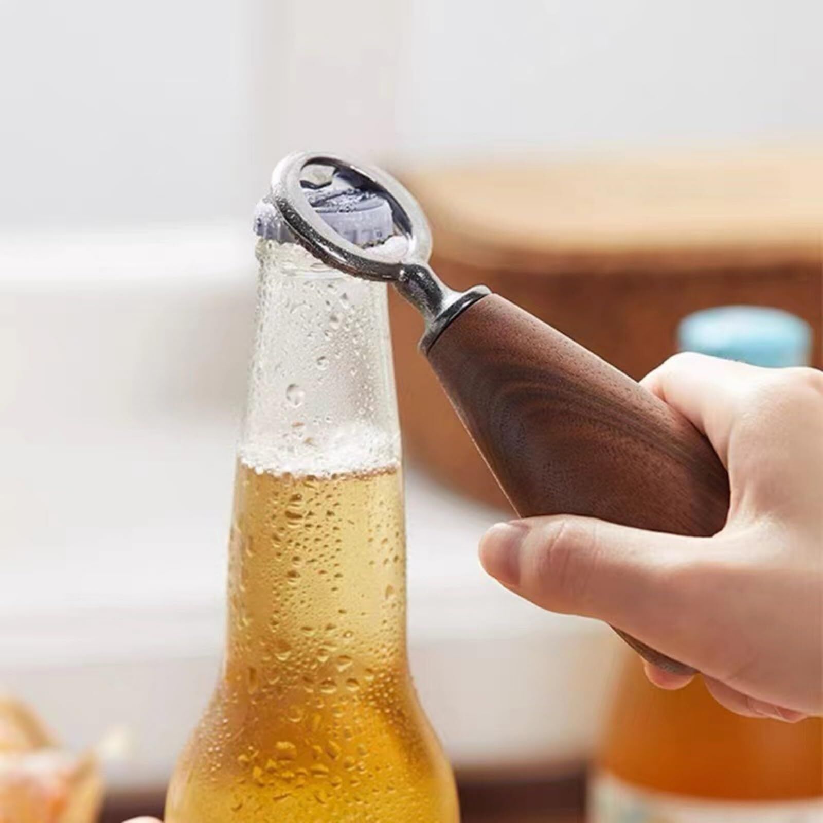 Handcrafted Wooden Bottle Opener – Walnut & Stainless Steel Beer Opener with Ergonomic Handle | Premium Bar Tool for Home, Kitchen & Gifts - Image 4