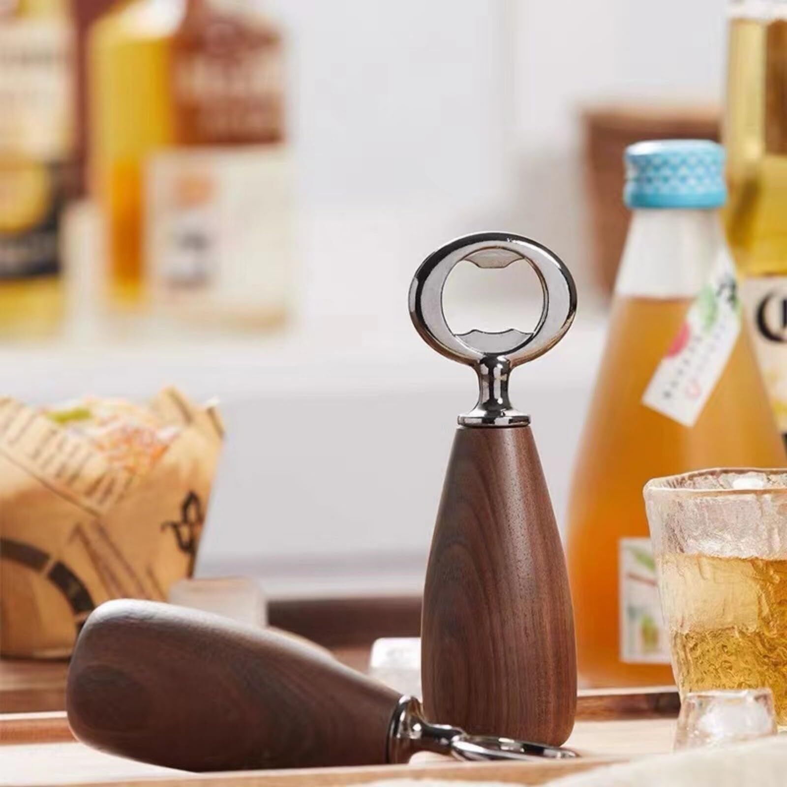 Handcrafted Wooden Bottle Opener – Walnut & Stainless Steel Beer Opener with Ergonomic Handle | Premium Bar Tool for Home, Kitchen & Gifts - Image 7