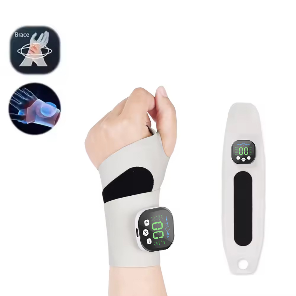 Smart Wrist Massage Brace with 10 Modes & 29 Intensity Levels – Rechargeable Heat Therapy and TENS for Pain Relief, Carpal Tunnel Support, and Joint Comfort (White)  | Blue Version Available In-Store - Image 1