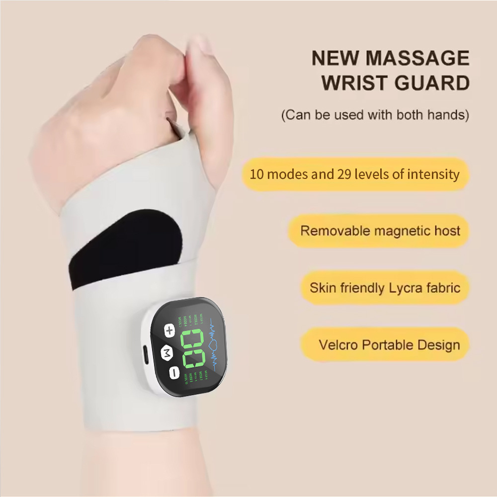 Smart Wrist Massage Brace with 10 Modes & 29 Intensity Levels – Rechargeable Heat Therapy and TENS for Pain Relief, Carpal Tunnel Support, and Joint Comfort (White)  | Blue Version Available In-Store - Image 8