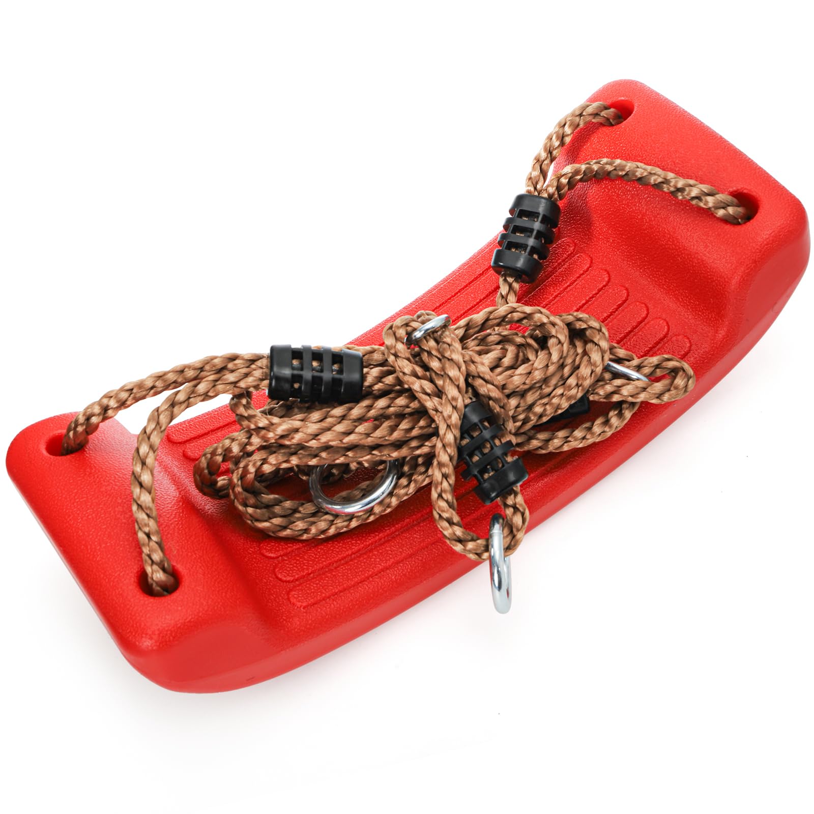 Outdoor Kids Plastic Swing Seat with Adjustable Rope – Durable Tree Swing for Backyard, 220lb Capacity, Red (Red) - Image 4