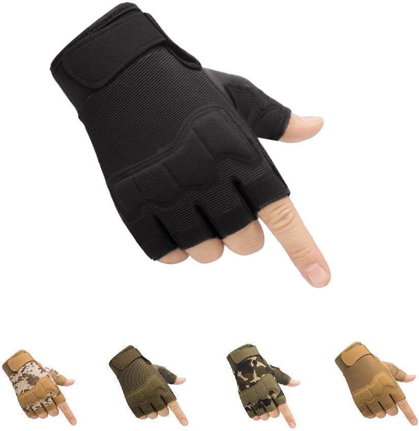 Tactical Fingerless Gloves with Knuckle Protection – Breathable Outdoor Gloves for Shooting, Hunting, Cycling, and Training (Black,M) - Image 1