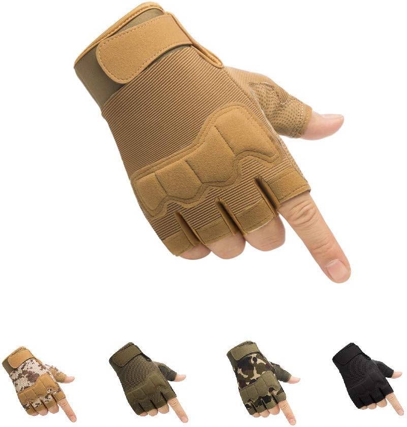 Tactical Fingerless Gloves with Knuckle Protection – Breathable Outdoor Gloves for Shooting, Hunting, Cycling, and Training (Yellow,M) - Image 1