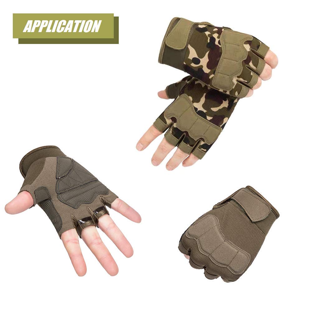 Tactical Fingerless Gloves with Knuckle Protection – Breathable Outdoor Gloves for Shooting, Hunting, Cycling, and Training (Yellow,XL) - Image 5