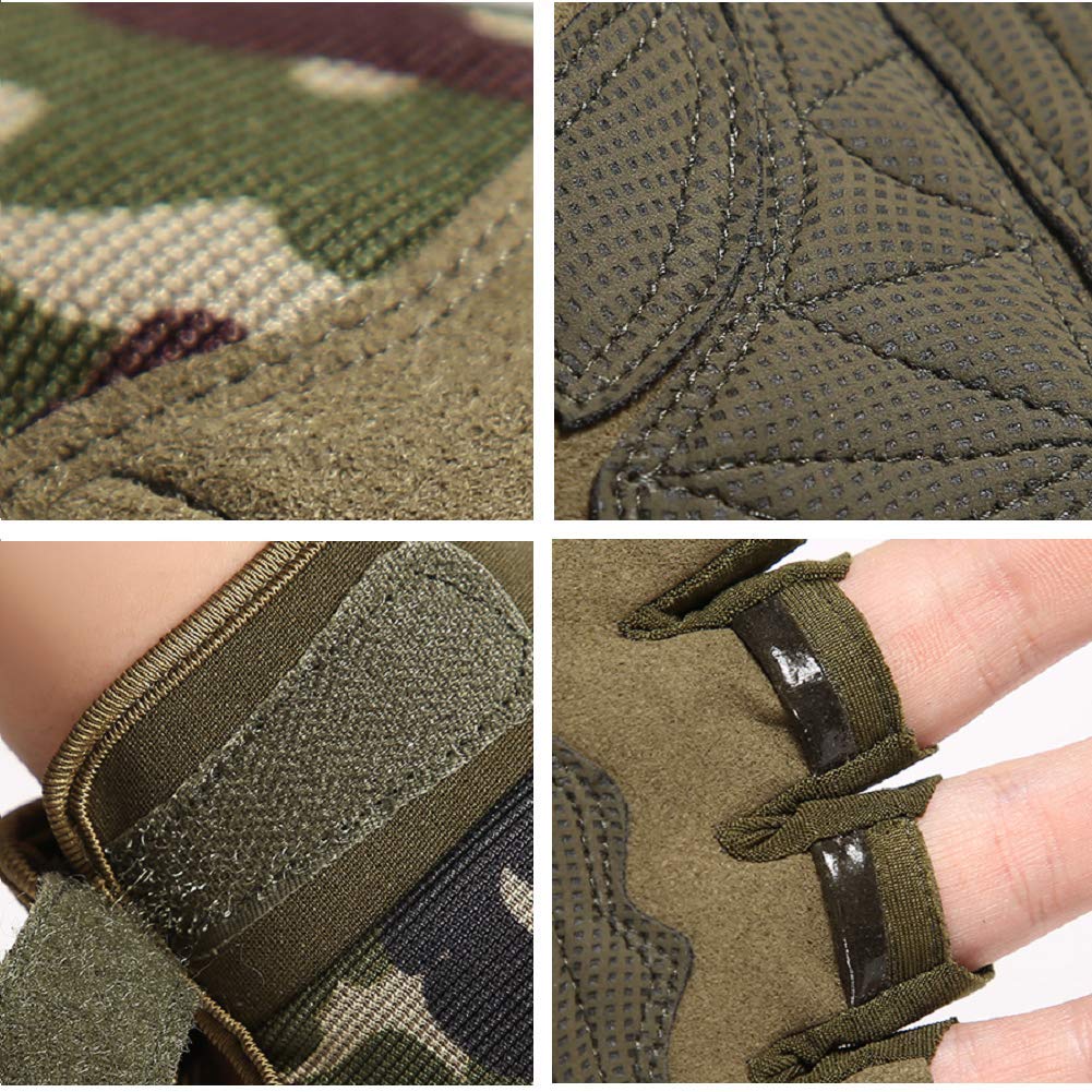 Tactical Fingerless Gloves with Knuckle Protection – Breathable Outdoor Gloves for Shooting, Hunting, Cycling, and Training (Green,M) - Image 2