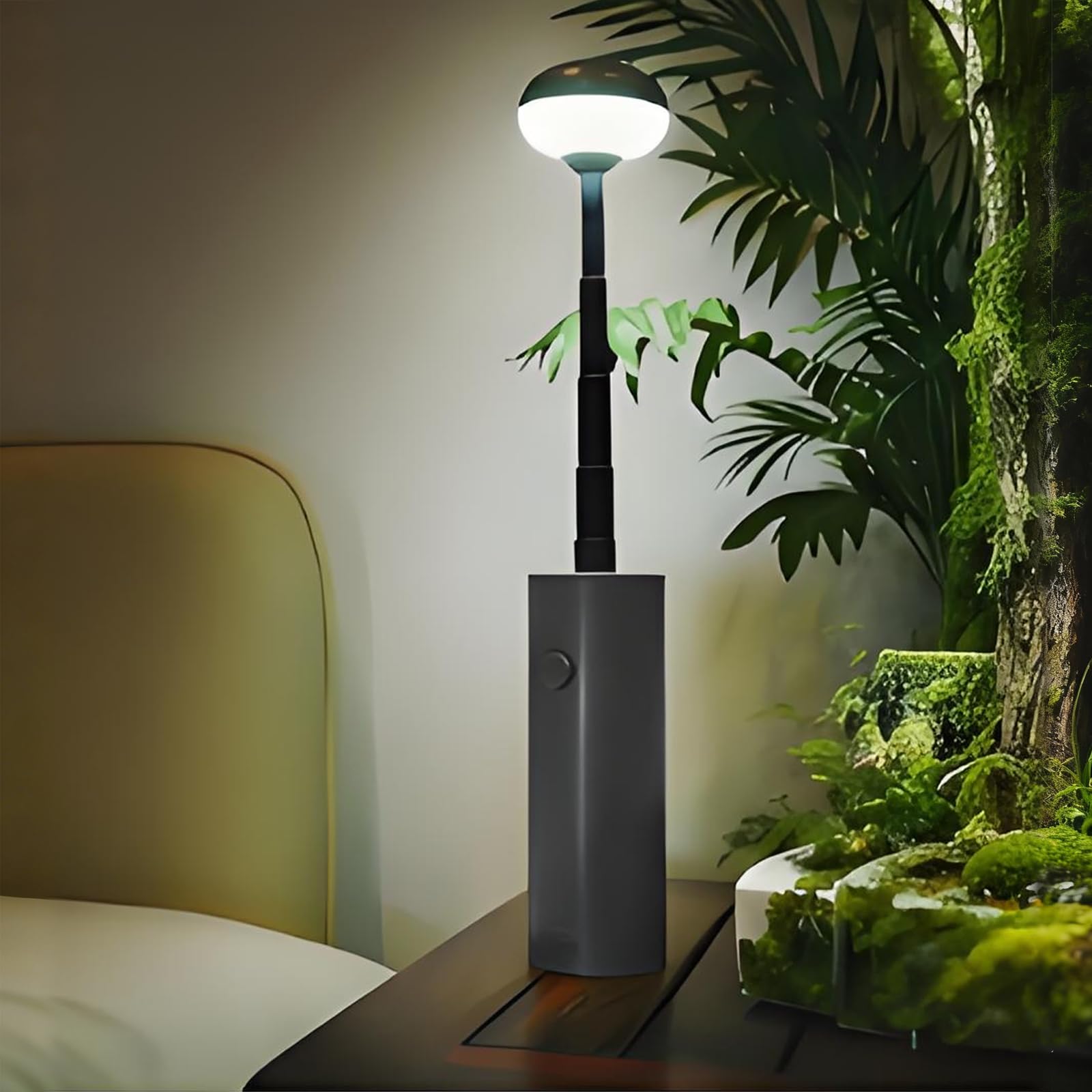 Portable Telescopic Camping Light with 5000mAh Battery – Rechargeable, IPX65 Waterproof, Magnetic & Multi-Mode Outdoor Lamp (Grey) - Image 1