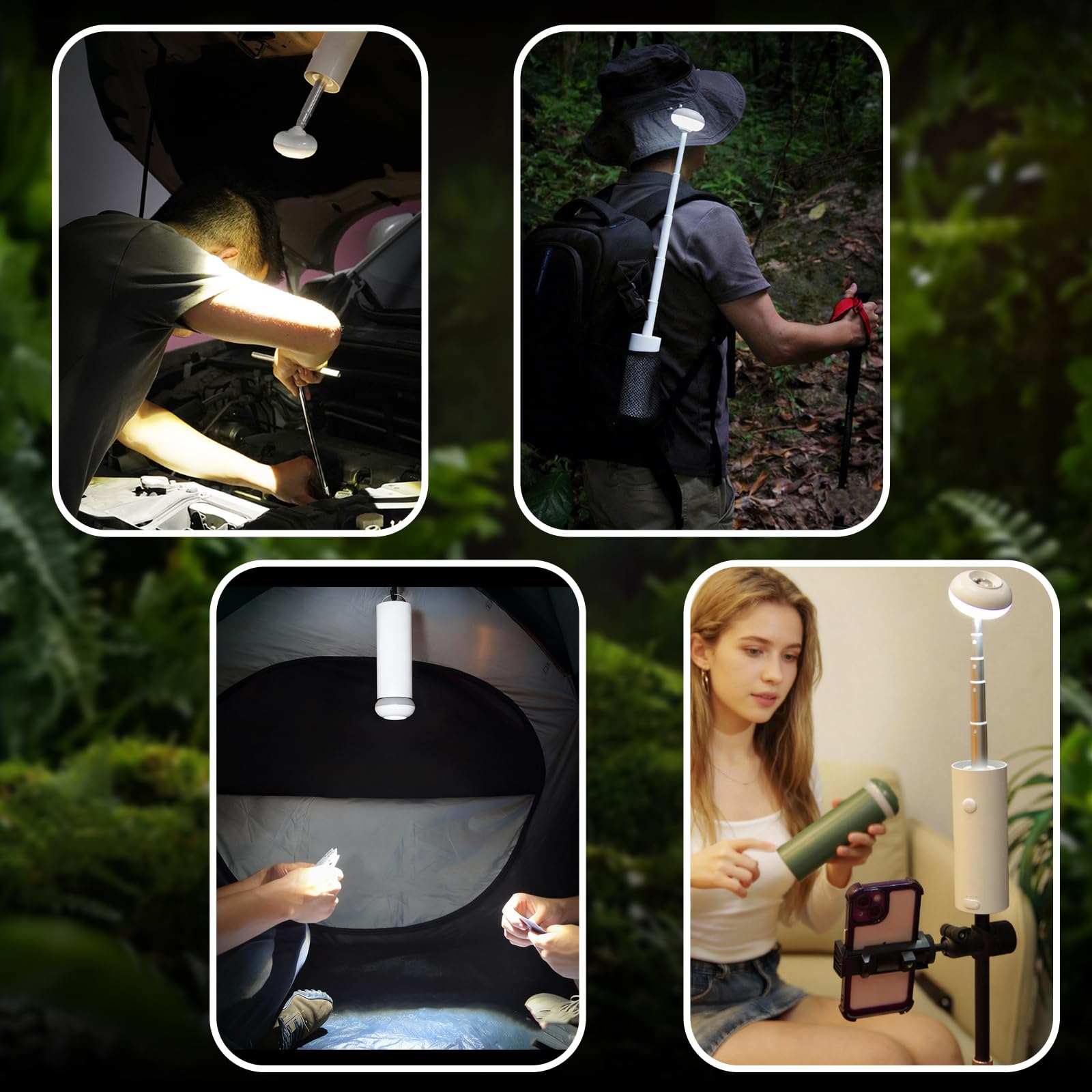 Portable Telescopic Camping Light with 5000mAh Battery – Rechargeable, IPX65 Waterproof, Magnetic & Multi-Mode Outdoor Lamp (Grey) - Image 7