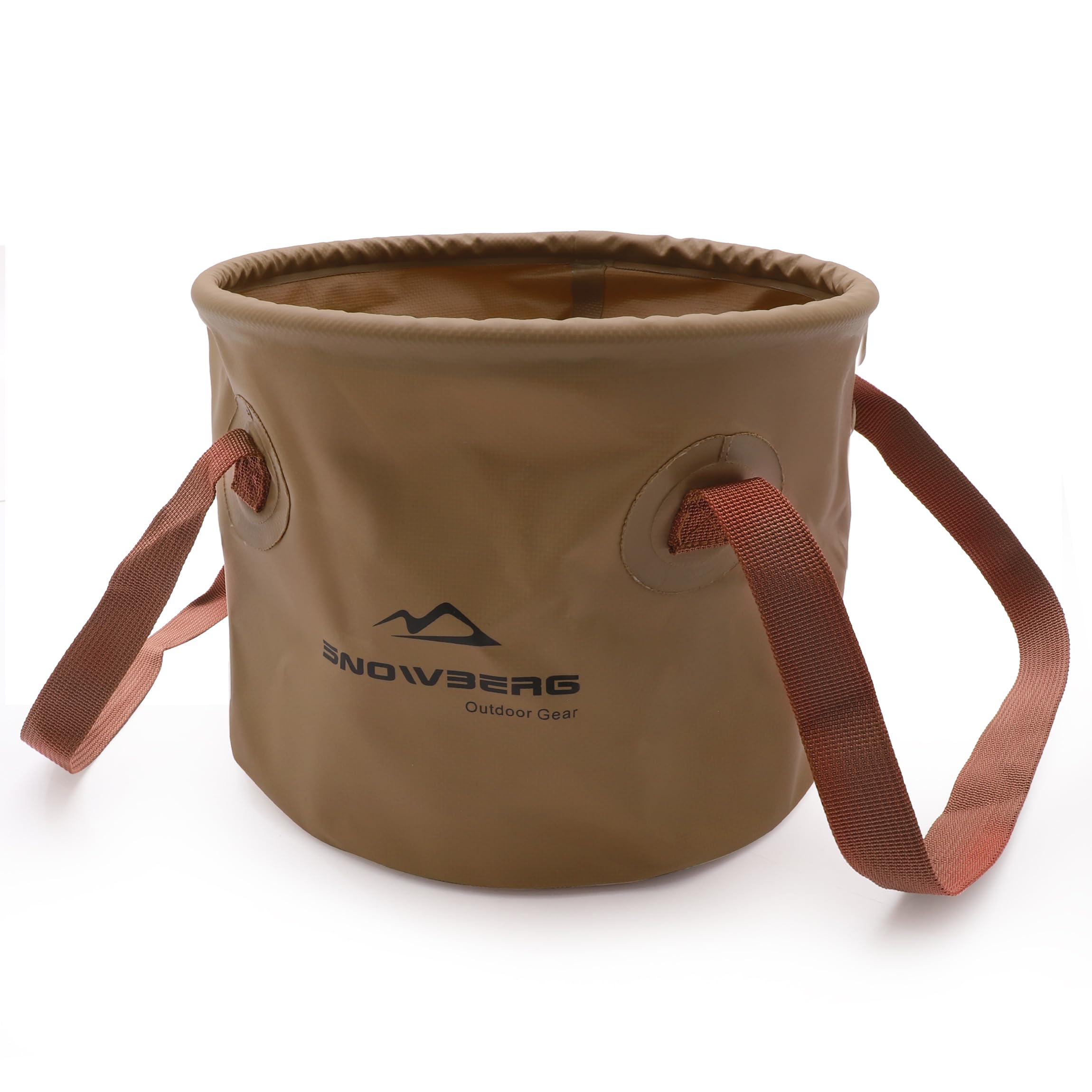 Multi-Use Collapsible Bucket – Foldable Camping Container with Dual Handles, 10L/20L Capacity, Supports 22 lbs or 44 lbs, Waterproof PVC Mesh for Fishing, Washing, Picnics & Outdoor Use (Coffee,Large) - Image 1