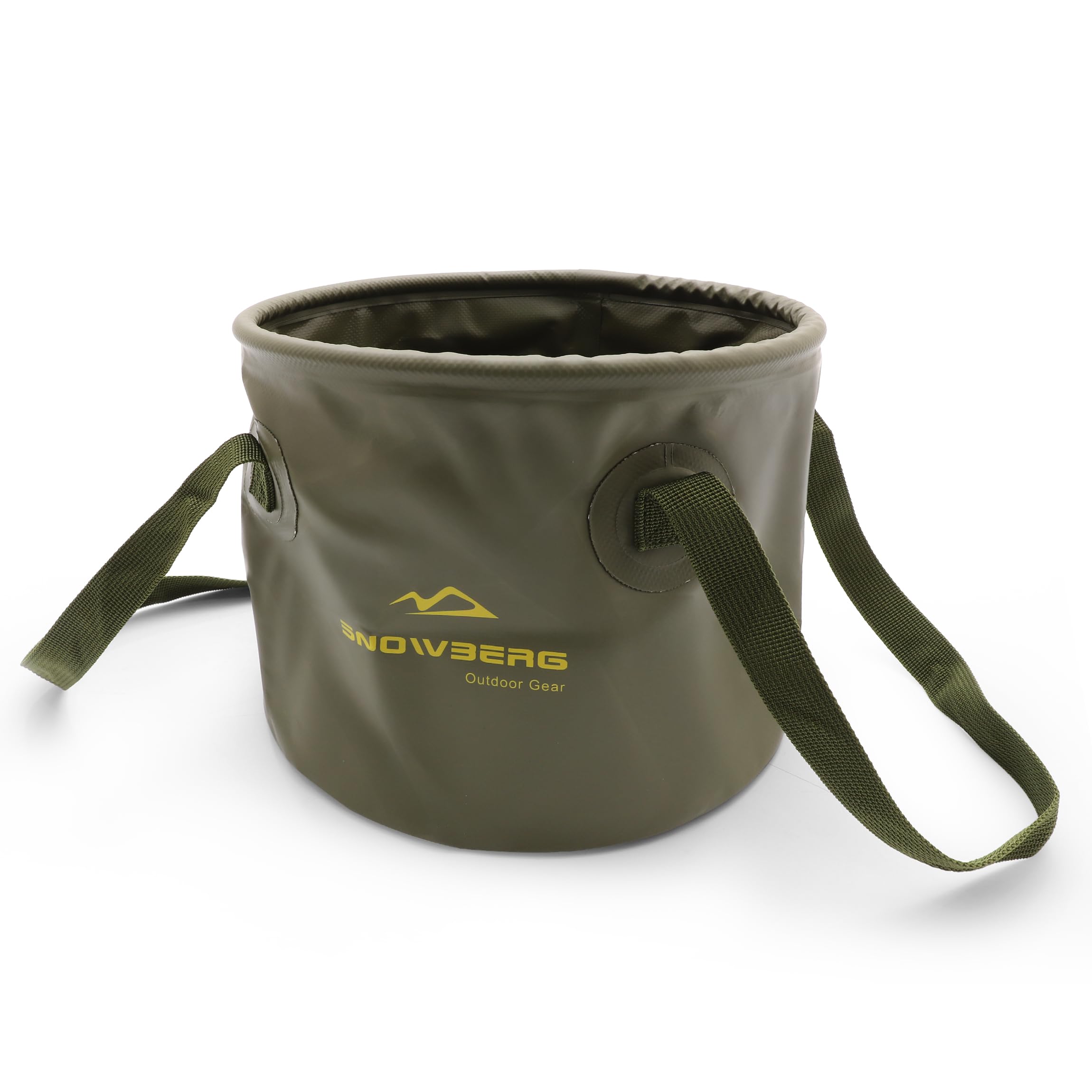 Multi-Use Collapsible Bucket – Foldable Camping Container with Dual Handles, 10L/20L Capacity, Supports 22 lbs or 44 lbs, Waterproof PVC Mesh for Fishing, Washing, Picnics & Outdoor Use (Forest Green,Large) - Image 1