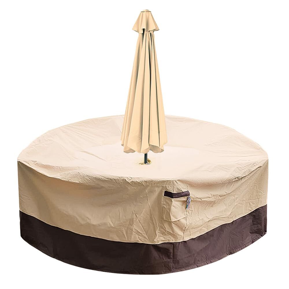 Round Patio Furniture Cover with Umbrella Hole: Waterproof 4-Season Protector for Garden, Balcony Table & Chair Sets(180x60 cm LxH) - Image 1