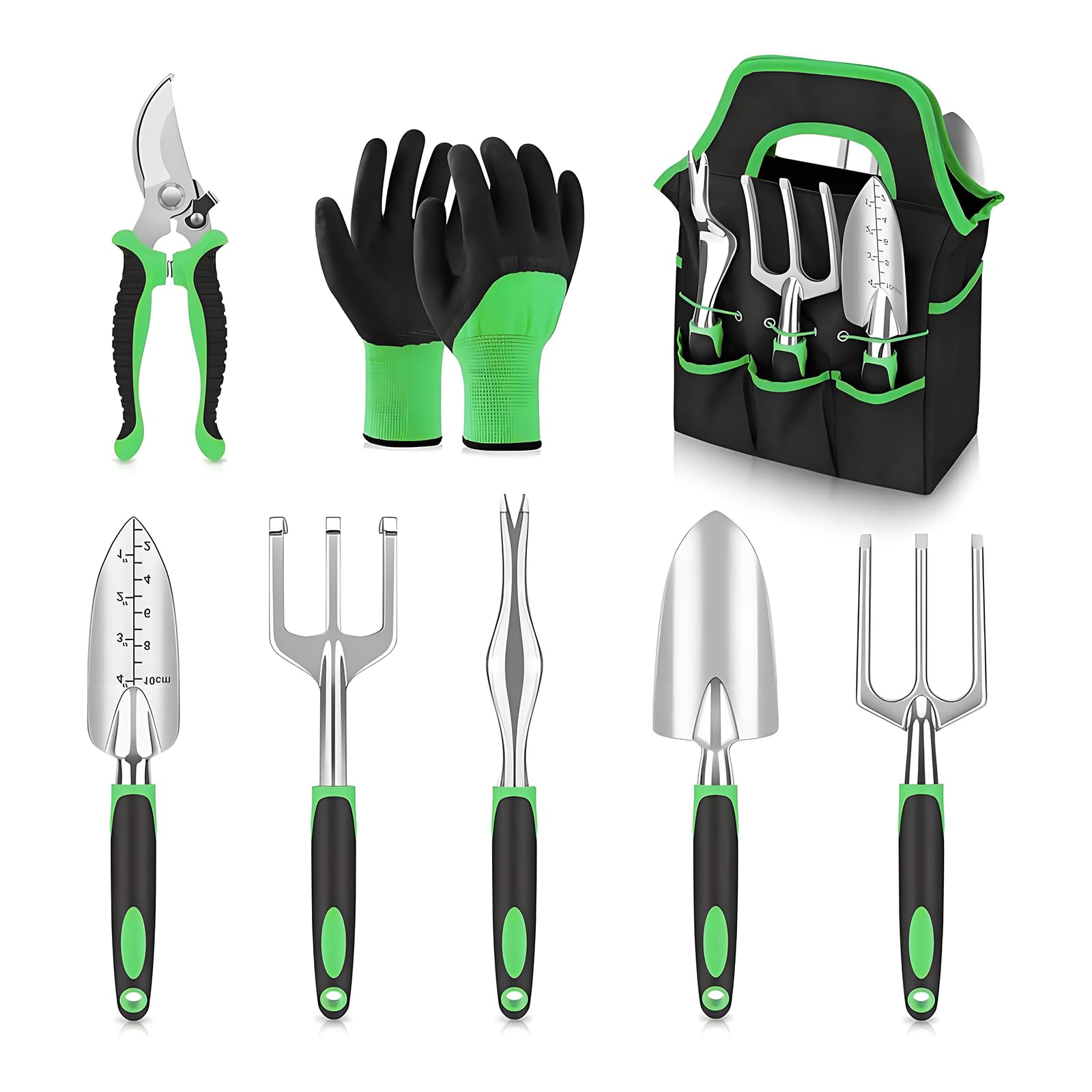 Complete 8-Piece Garden Tool Set with Carry Bag – Stainless Steel & Aluminum Tools for Digging, Pruning, Planting, and Weeding - Image 1