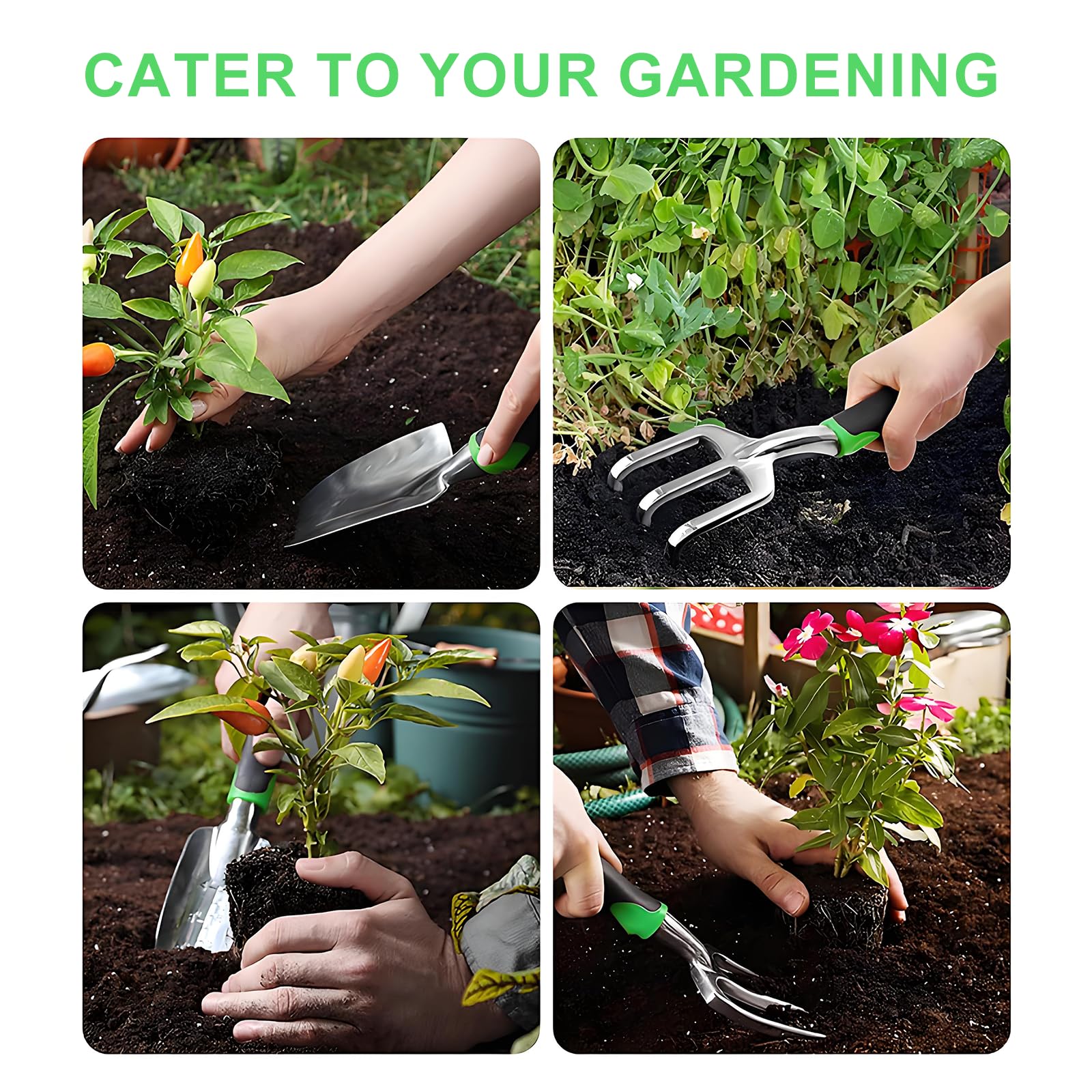 Complete 8-Piece Garden Tool Set with Carry Bag – Stainless Steel & Aluminum Tools for Digging, Pruning, Planting, and Weeding - Image 2