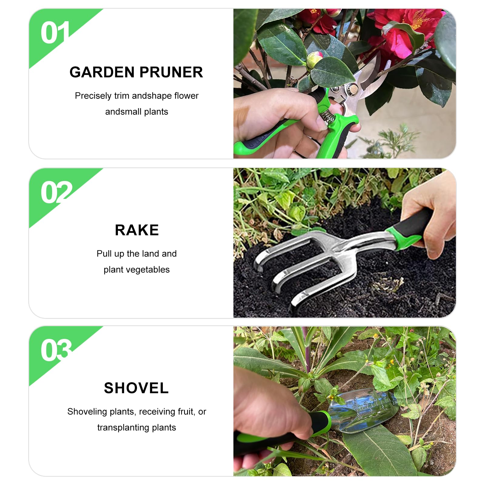 Complete 8-Piece Garden Tool Set with Carry Bag – Stainless Steel & Aluminum Tools for Digging, Pruning, Planting, and Weeding - Image 4