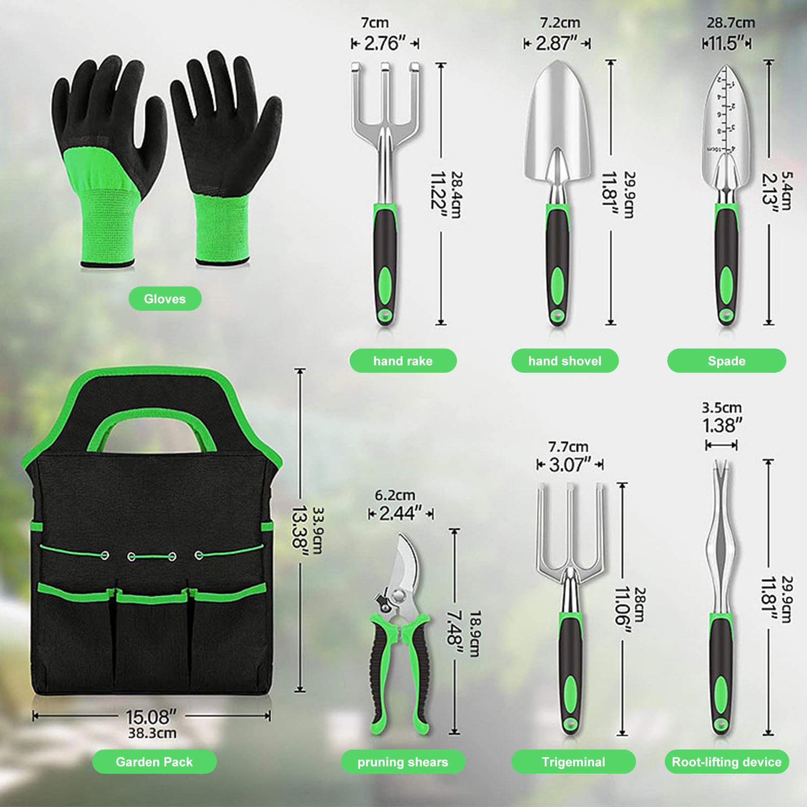 Complete 8-Piece Garden Tool Set with Carry Bag – Stainless Steel & Aluminum Tools for Digging, Pruning, Planting, and Weeding - Image 7
