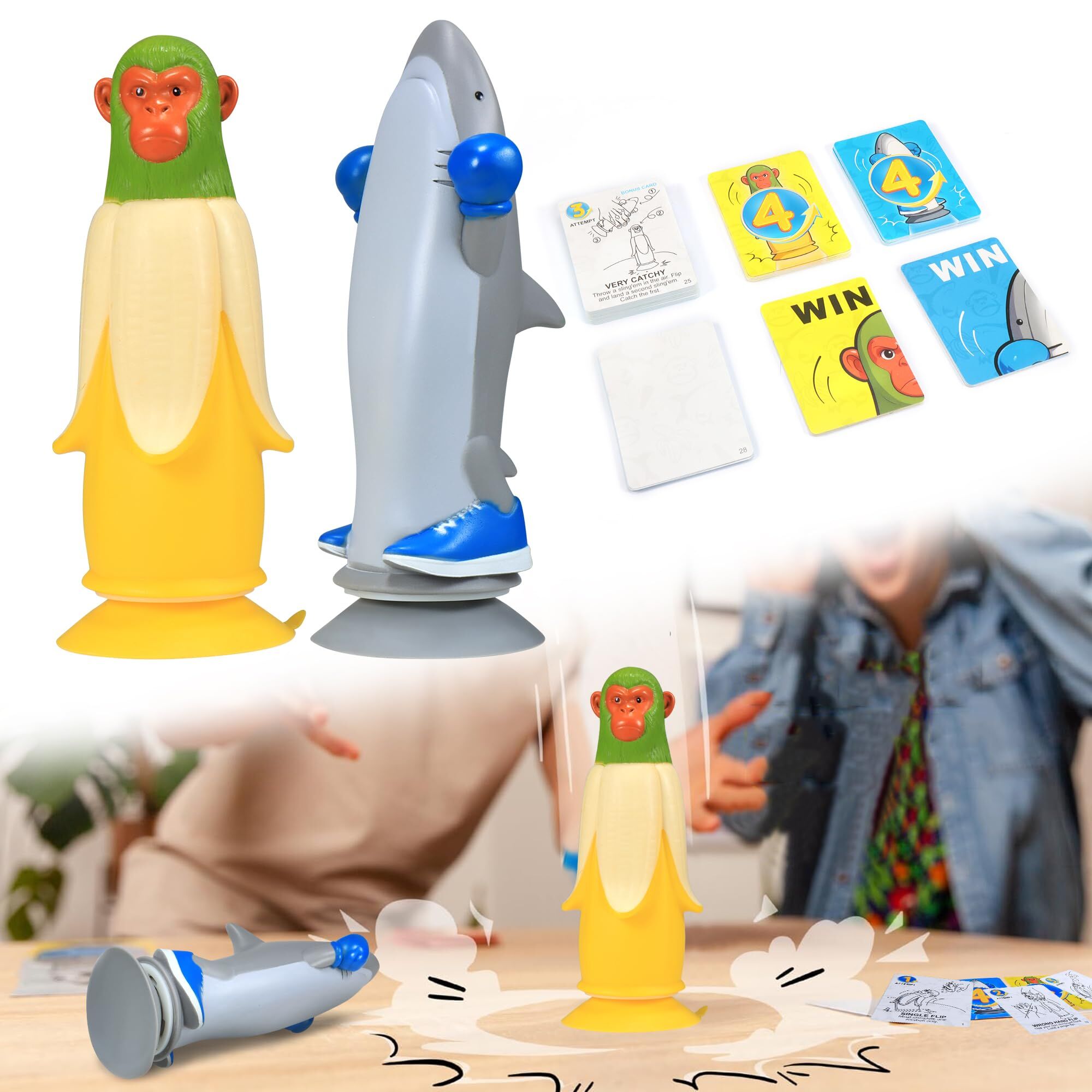 Banana Monkey vs Sharkman Flip Game – Fun Toss & Flip Challenge for Family, Party & Group Play | Other Action Games Available In-Store - Image 1