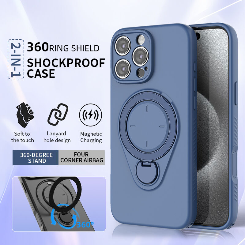 Magnetic Shockproof Case with 360-Degree Rotating Ring Stand for iPhone 16 Pro Max – Slim Protective Phone Cover with Airbag Corners and Wireless Charging Support for Home, Office, Travel and Daily Use (Green) - Image 3