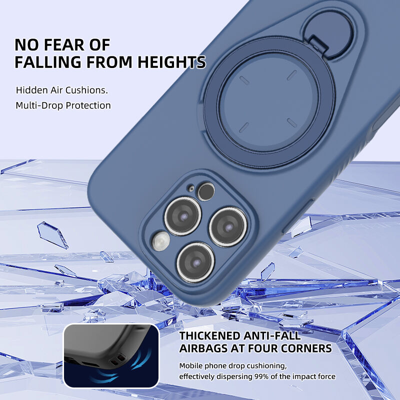 Magnetic Shockproof Case with 360-Degree Rotating Ring Stand for iPhone 16 Pro – Slim Protective Phone Cover with Airbag Corners and Wireless Charging Support for Home, Office, Travel and Daily Use (Blue) - Image 6