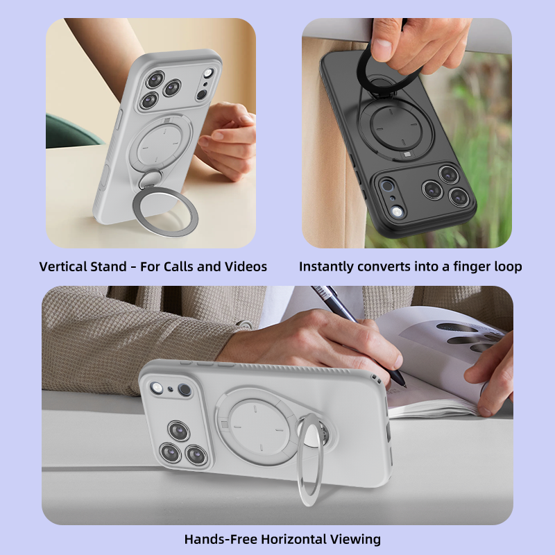 Magnetic Shockproof Phone Case with 360-Degree Rotating Ring Stand and Wireless Charging Support for iPhone 17 Pro – Slim Protective Cover Designed for Home Use, Office Work, Travel, Commuting and Everyday On-the-Go Lifestyle (Green) - Image 6