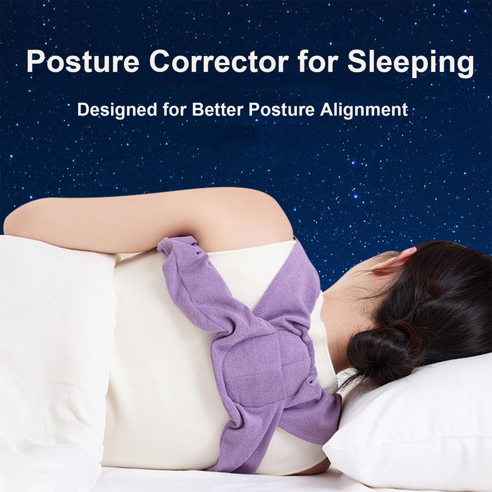 Sleep Posture Corrector for Women and Men – Shoulder Alignment Belt with Soft Cushion, Nighttime Back Support for Better Spine and Upper Body Positioning (M) - Image 2