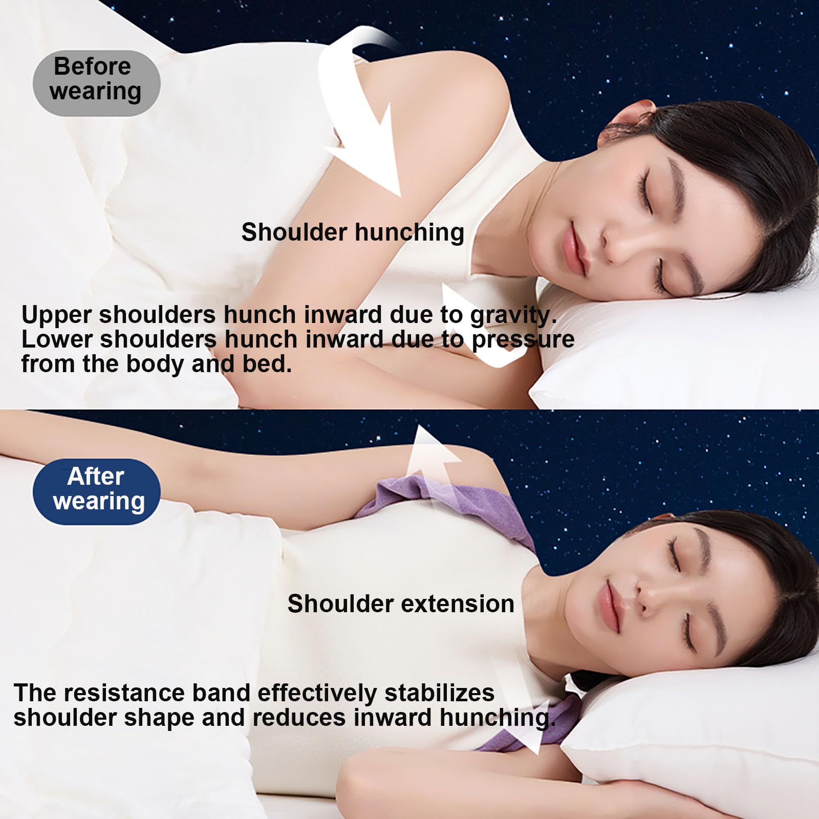 Sleep Posture Corrector for Women and Men – Shoulder Alignment Belt with Soft Cushion, Nighttime Back Support for Better Spine and Upper Body Positioning (M) - Image 4