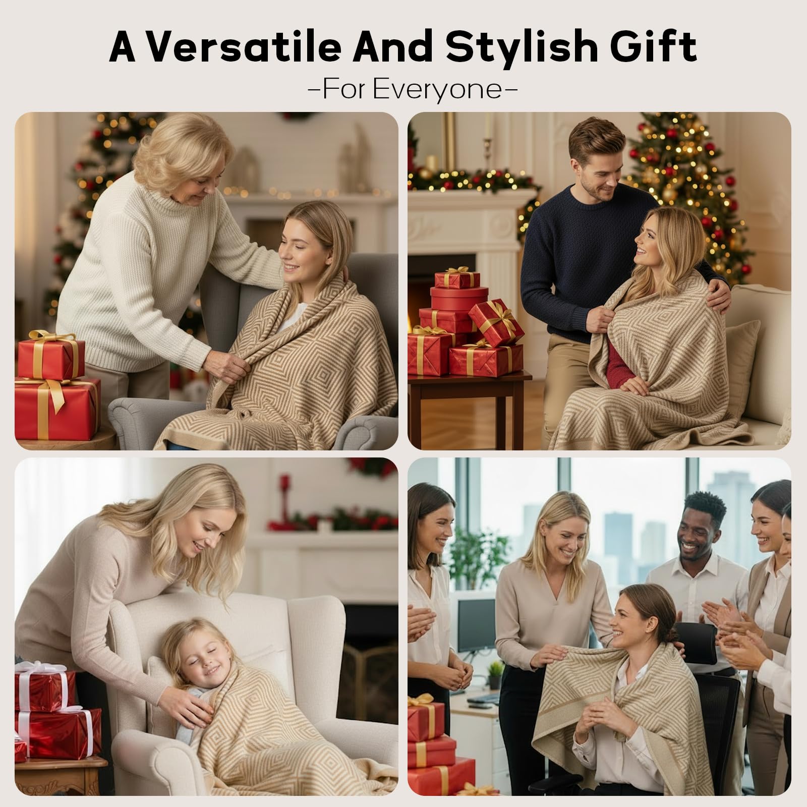 Premium Travel Blanket – Ultra-Soft Knit Wrap for Airplane, Car, Office Naps, and Gifts – Lightweight, Breathable, and Stylish with Storage Bag (Khaki) - Image 7