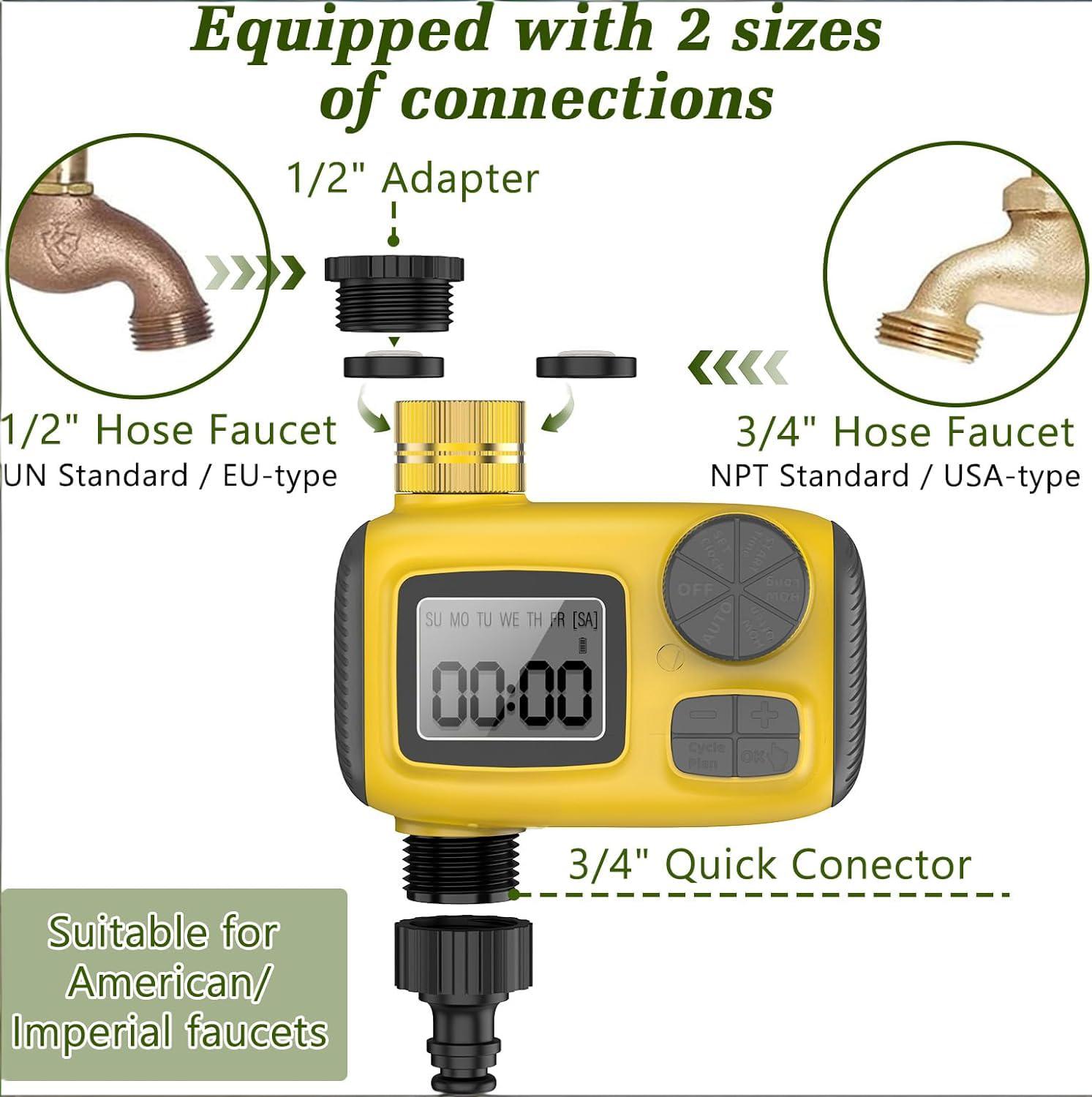 Smart Outdoor Watering Timer with Rain Delay & Manual Mode – Automatic Garden Irrigation Controller for Lawn, Patio, Pool and Vegetable Garden (Yellow) - Image 7