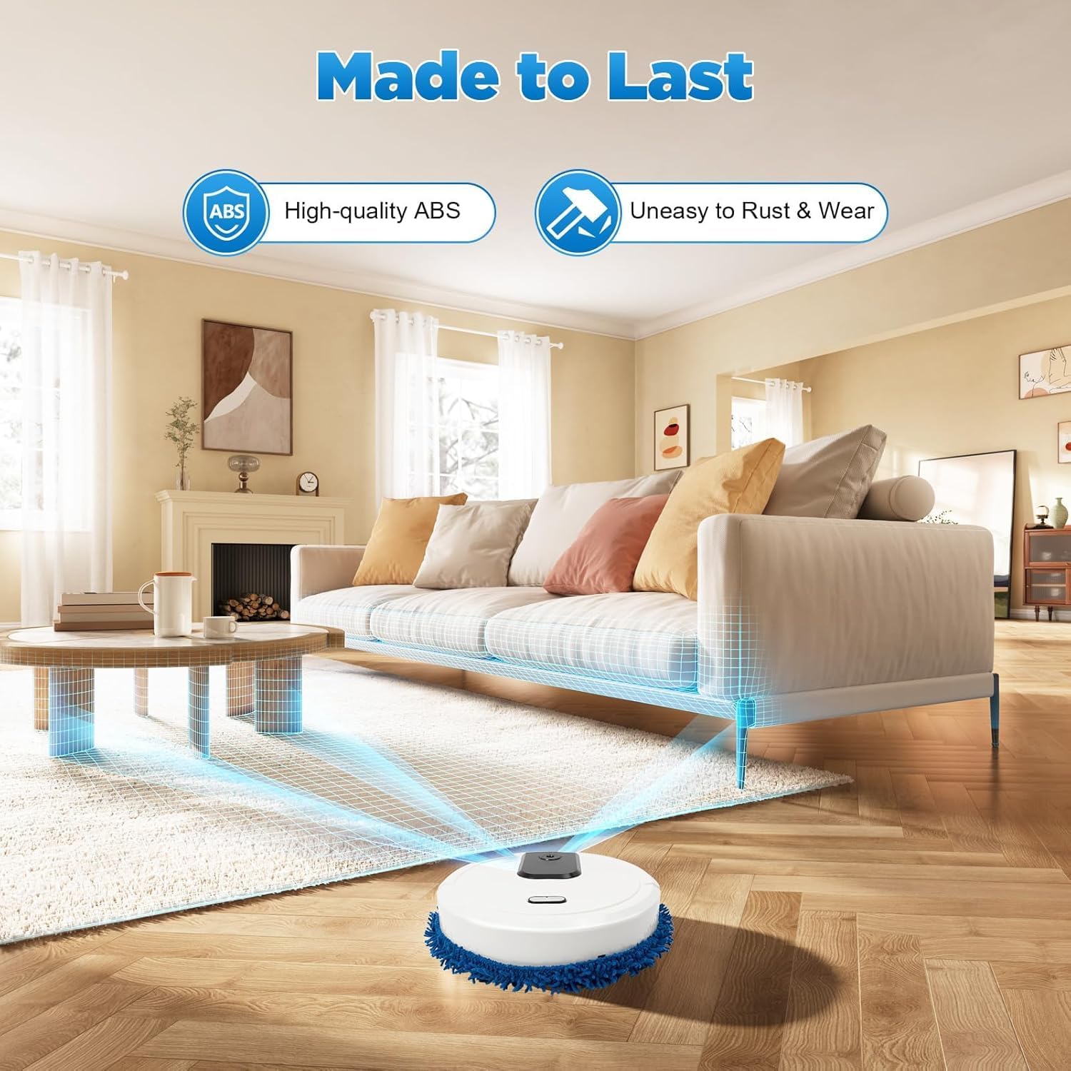 Smart Mopping Robot with Spray & Humidifier – Automatic Floor Cleaner for Hard Floors, Dry and Wet Cleaning, Pet Hair Removal, Compact Design (White) - Image 7