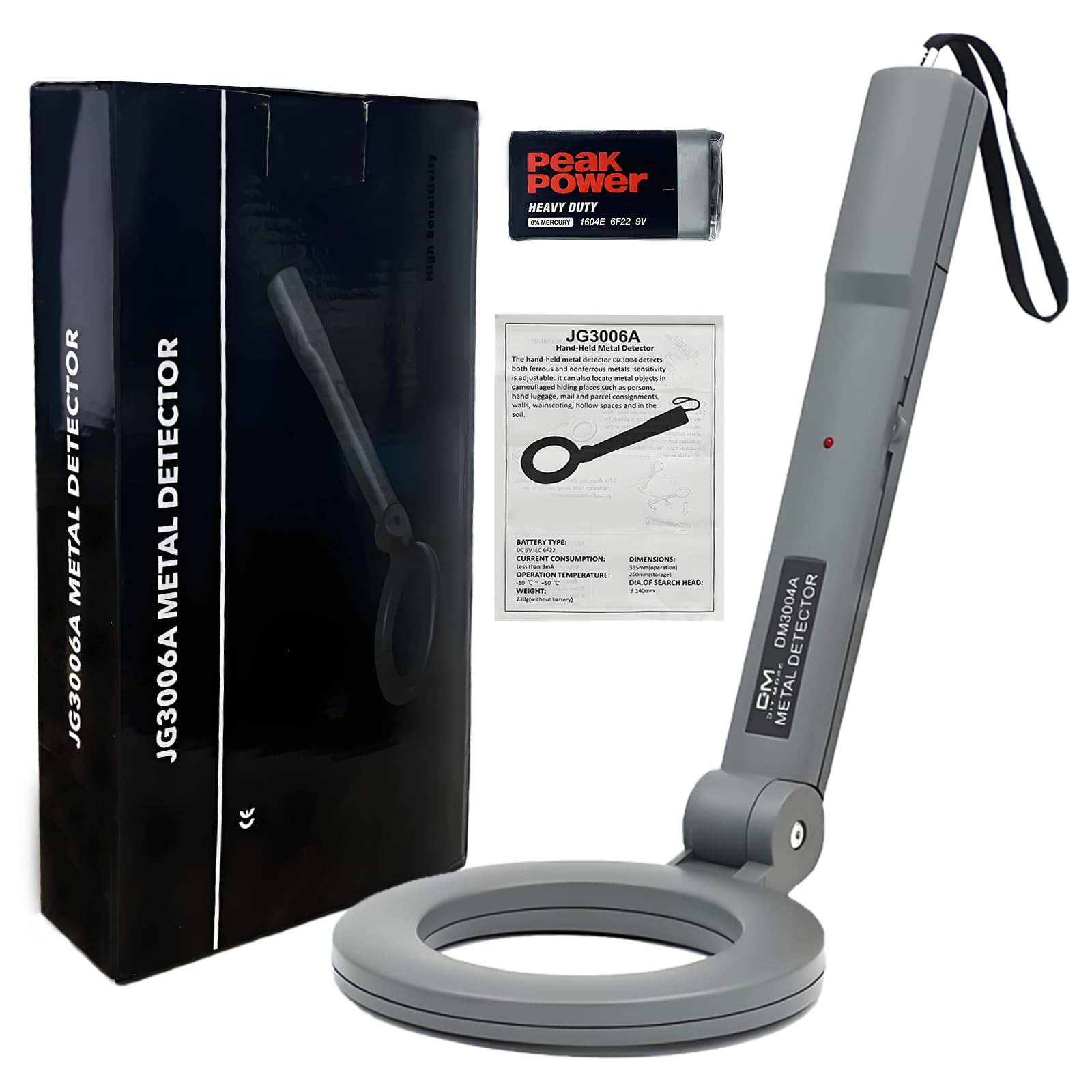 Portable Handheld Metal Detector with 180° Rotating Probe – Foldable Design, LED Indicator & Alarm, Ideal for Security Checks, Schools, Airports, and Outdoor Use (Gray) - Image 1