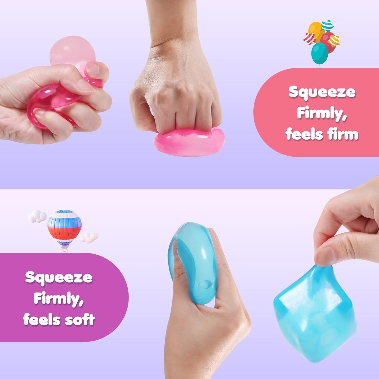 3-Pack Squishy Stress Cube Fidget Toys, Slow Rising Gel Sensory Squeeze Blocks for Anxiety Relief, Quiet Desk Toy for Kids and Adults (Pink Purple Blue) - Image 4