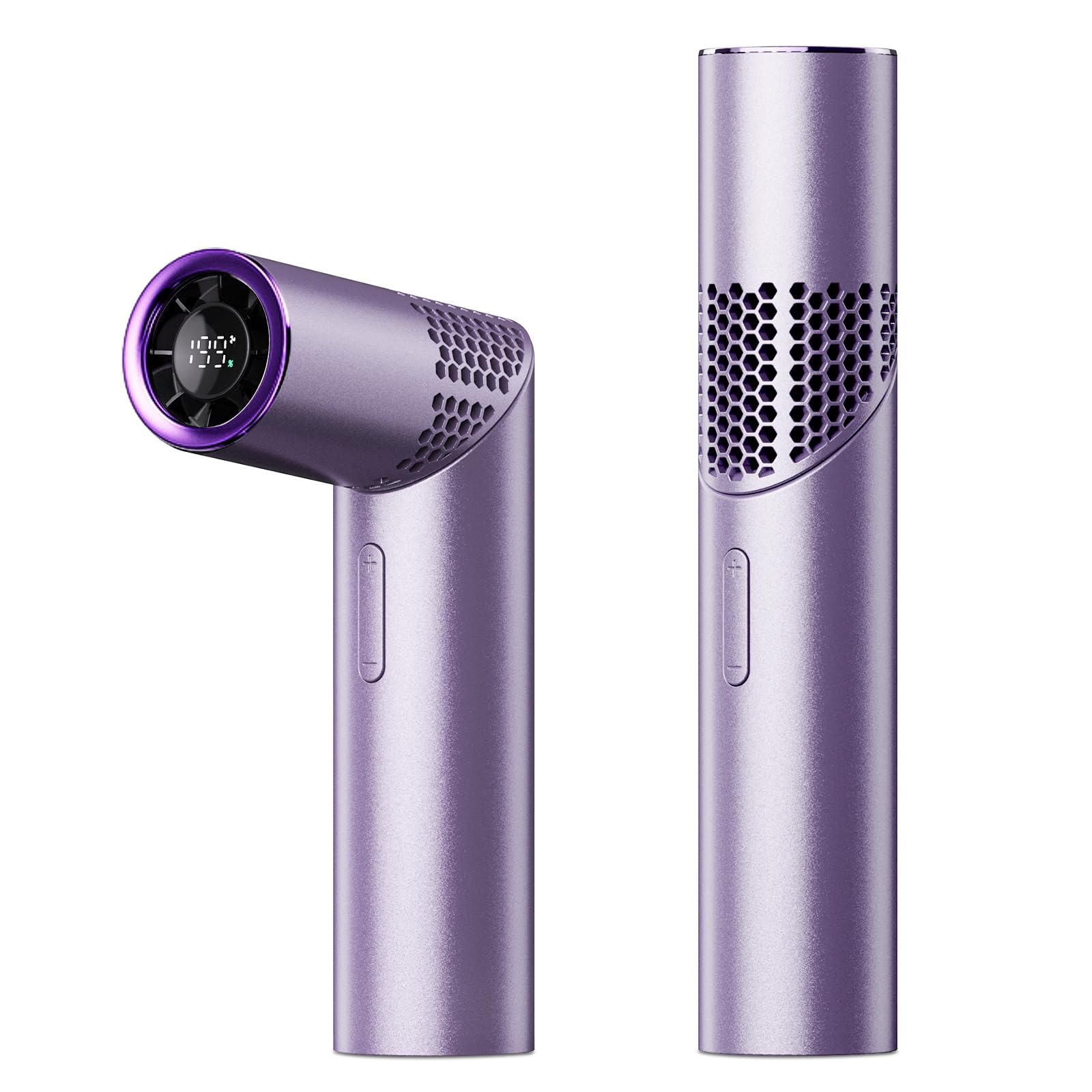 Portable Mini Handheld Fan – 3-in-1 Rechargeable Turbine Fan with 1-199 Speed, Digital Display, Neck Strap, Long Battery Life for Outdoor, Travel, Office Use (Purple) - Image 1