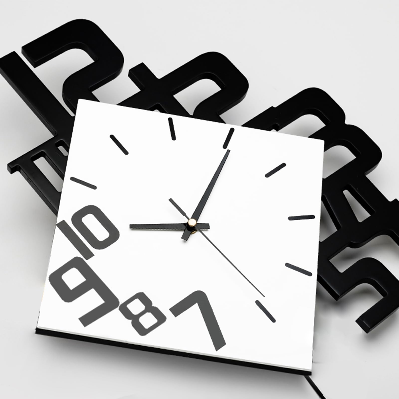 Modern Diamond Wall Clock – Creative 3D Design Silent Quartz Wall Clock for Living Room, Bedroom, Office, Home Decor, Battery Operated (Black-White) - Image 6