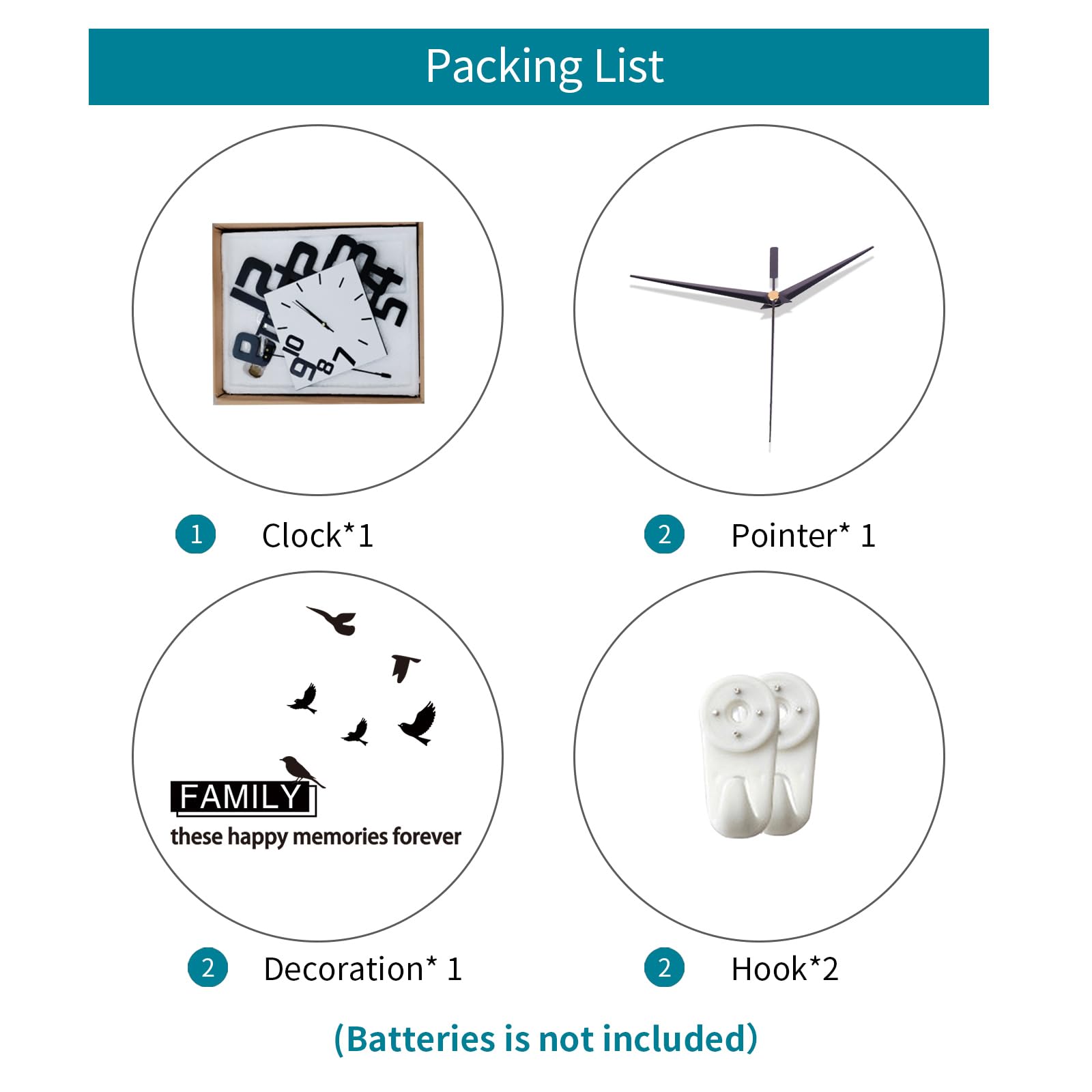 Modern Diamond Wall Clock – Creative 3D Design Silent Quartz Wall Clock for Living Room, Bedroom, Office, Home Decor, Battery Operated (Black-White) - Image 7