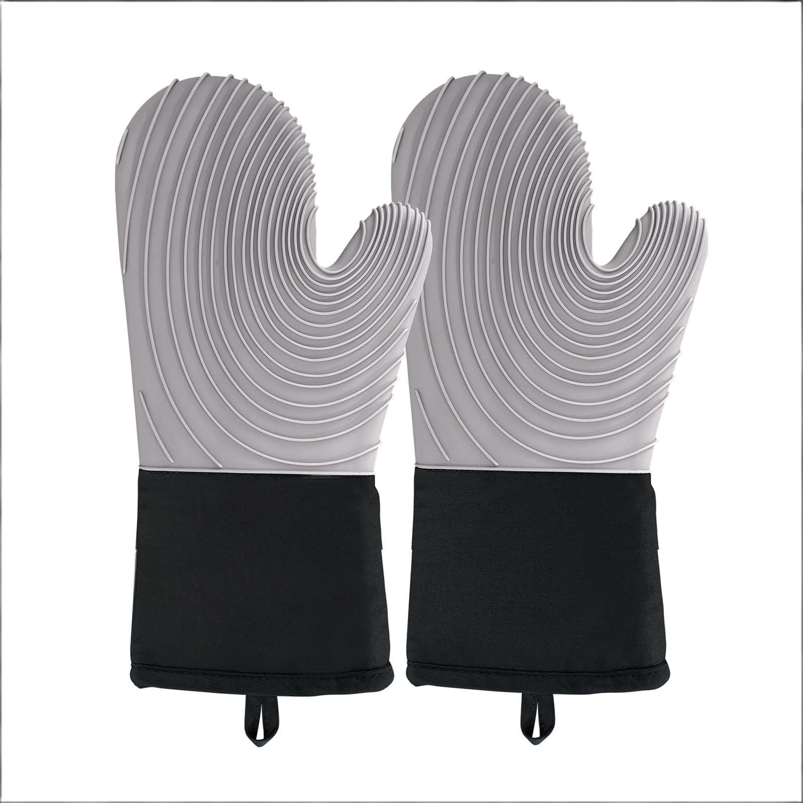 Premium Silicone Oven Mitts – Heat Resistant Up to 500°F, Non-Slip Grip, Easy to Clean, Food Grade & BPA-Free, Ideal for Grilling, Baking, Cooking, Microwave Use (Grey) - Image 1