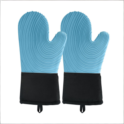 Premium Silicone Oven Mitts – Heat Resistant Up to 500°F, Non-Slip Grip, Easy to Clean, Food Grade & BPA-Free, Ideal for Grilling, Baking, Cooking, Microwave Use (Blue) - Image 1