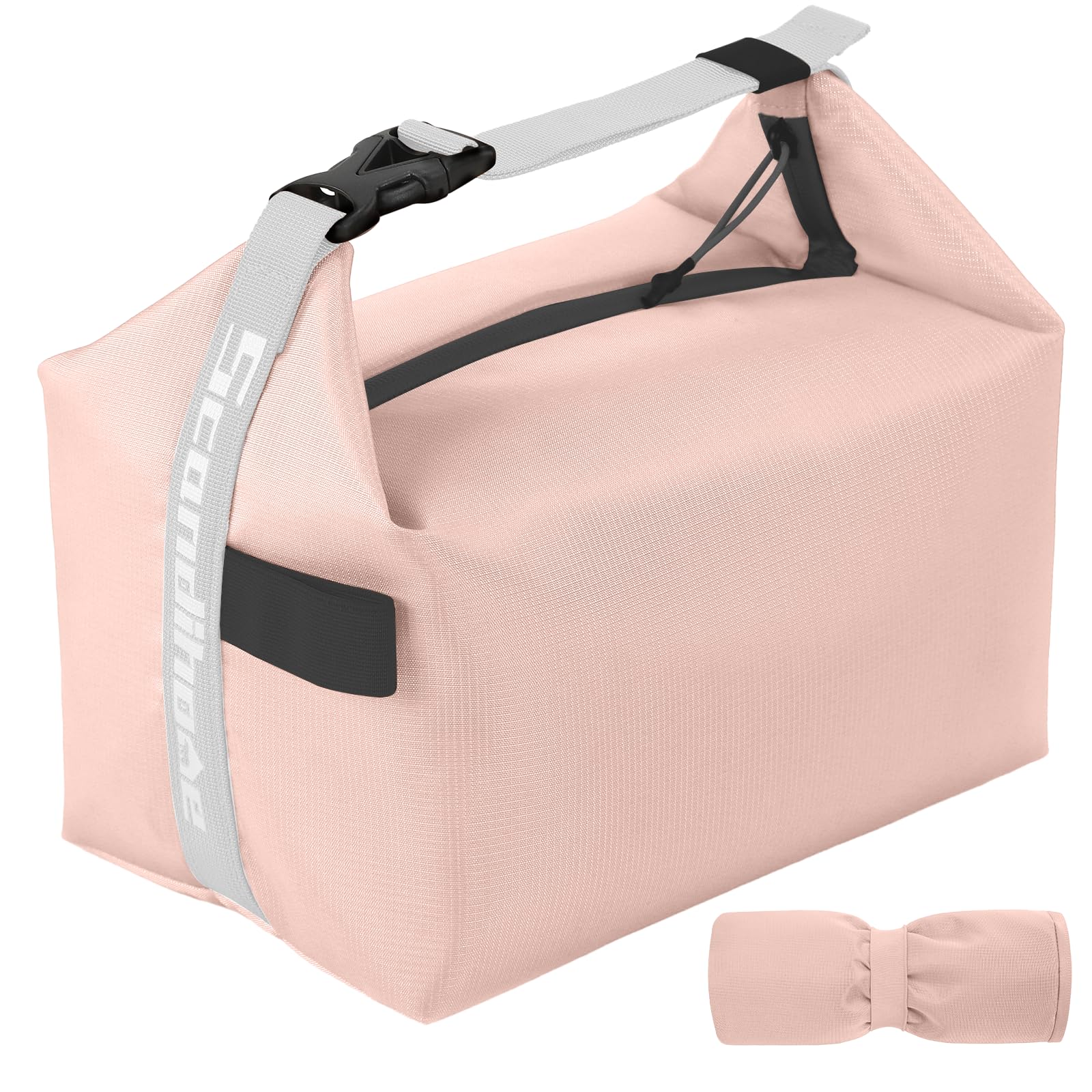 Foldable Lunch Bag – Reusable Insulated Cooler Tote with Waterproof Zipper, Leak-Proof Design, Lightweight & Compact, Ideal for Work, School, Picnic, Travel (Pink) - Image 1