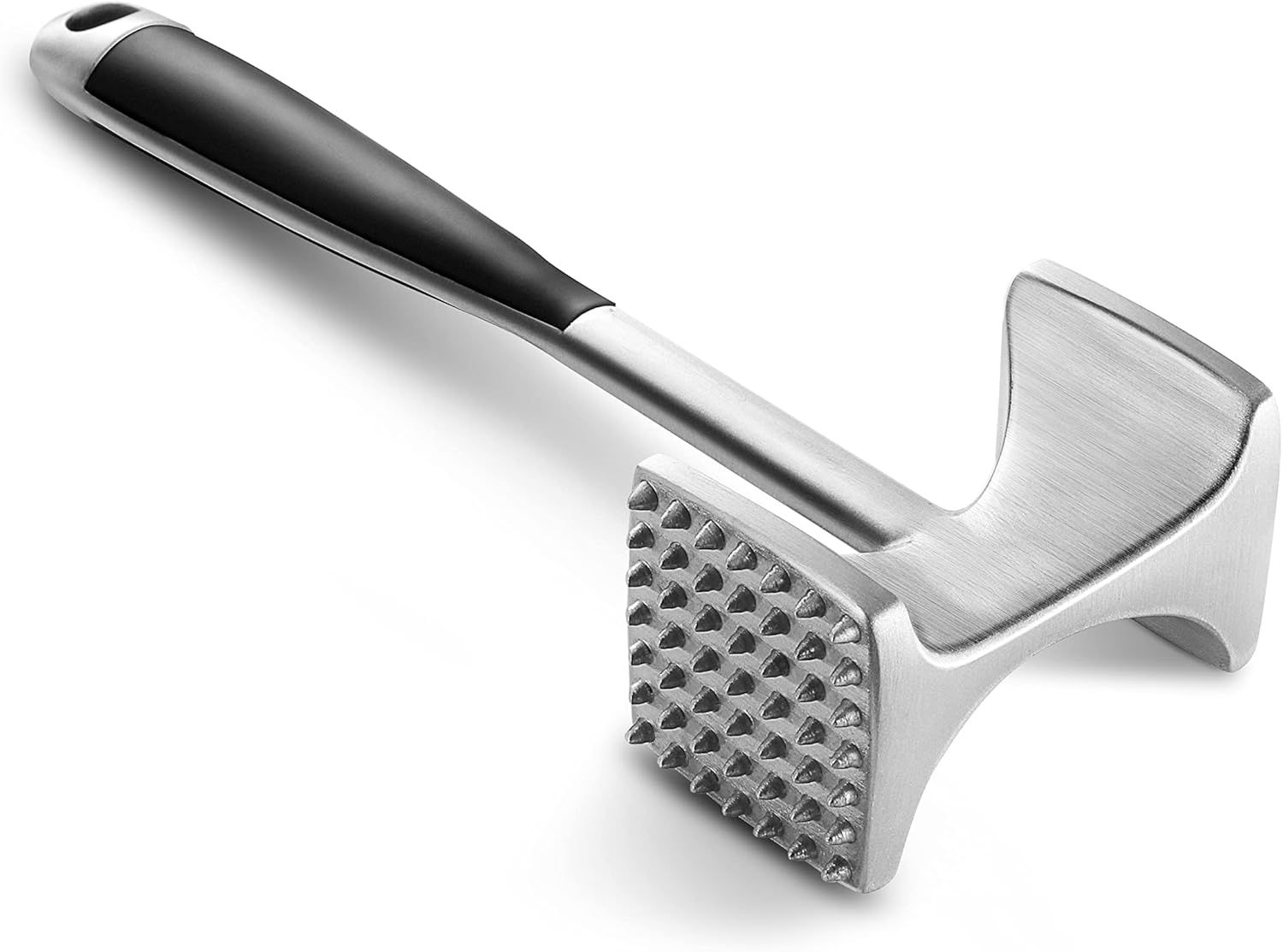 Dual-Sided Meat Tenderizer Hammer with Ergonomic Grip, Textured & Flat Faces, Hanging Hole, and Sturdy Metal Head—Ideal for Preparing Steaks, Pork Chops, Fish, and Garlic—Heavy-Duty Kitchen Tool for Home Cooks (Black) - Image 1