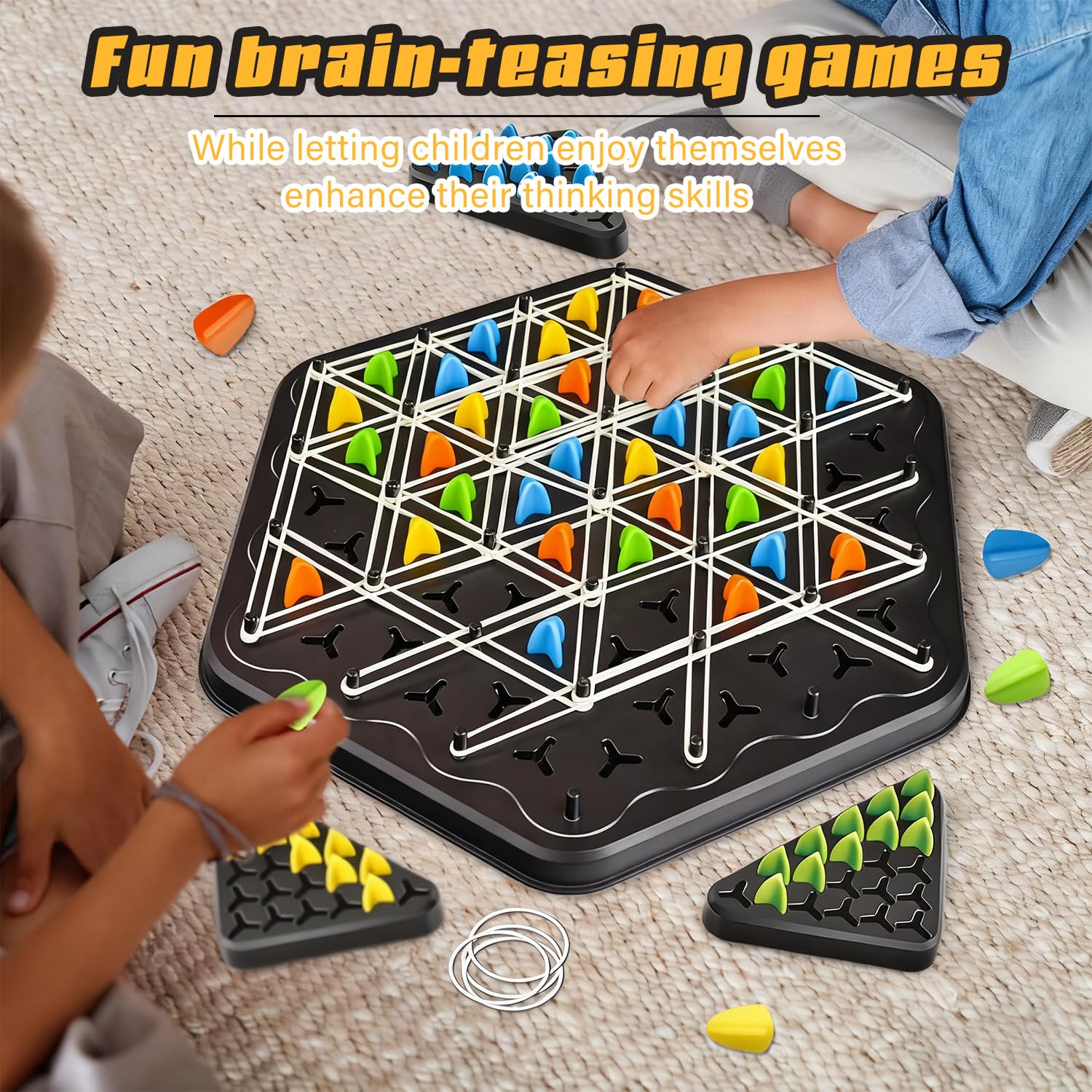 Chain Game – Multiplayer Strategy Board Puzzle for Kids & Adults | Fun Geometric Chess with Rubber Bands, 2–4 Players | Ideal Family Game for Parties, Gifts & Screen-Free Play - Image 5