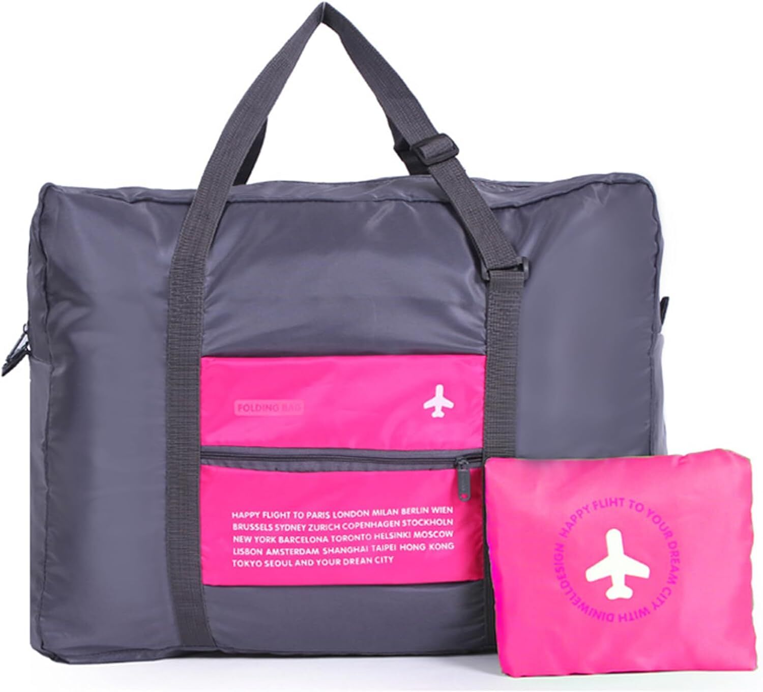Compact Foldable Travel Duffel Bag – Lightweight Carry-On for Weekend Trips, Overnight & Gym Use (Pink) | Other Colors Available In-Store - Image 1
